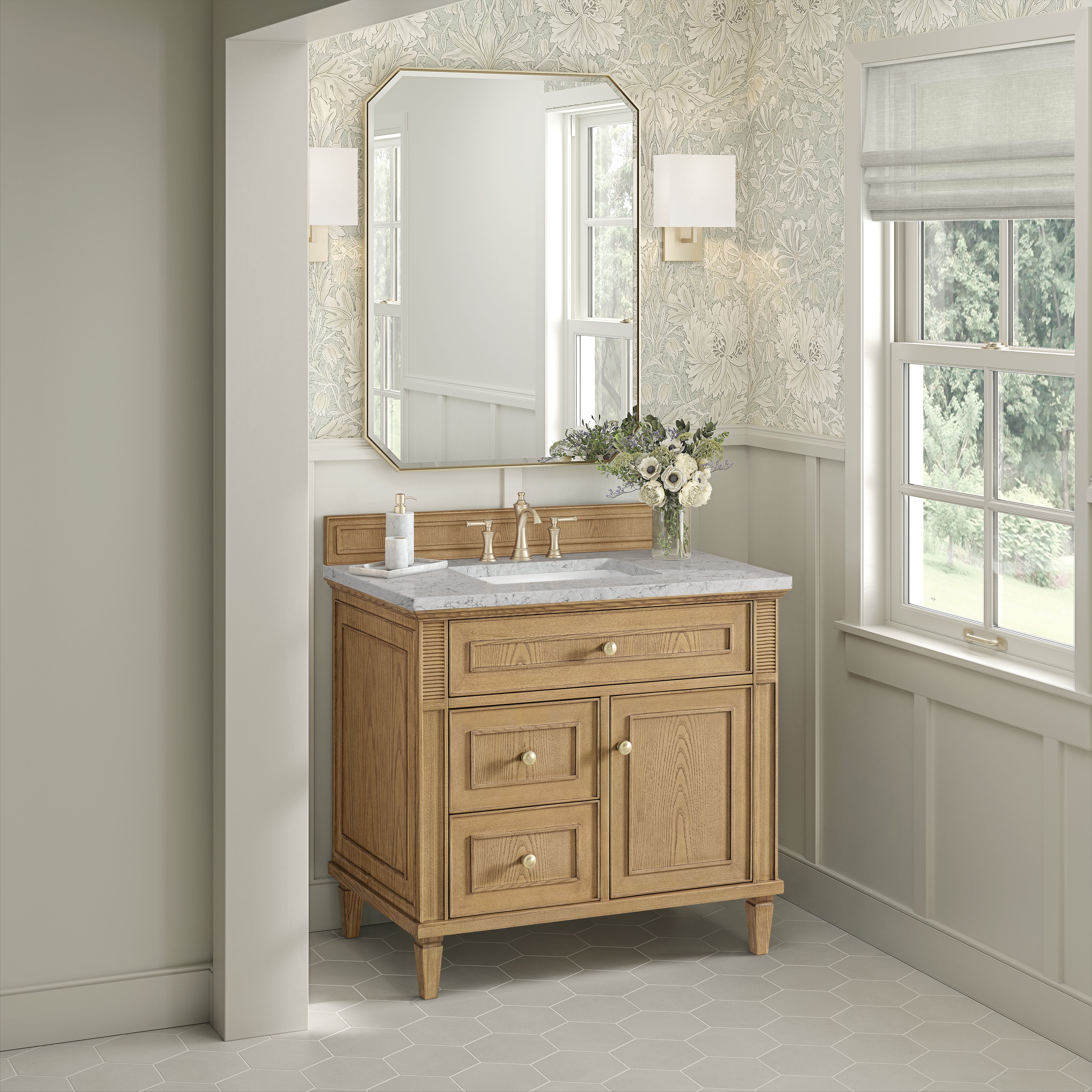 James Martin Lorelai 36" Single Vanity in Light Natural Oak with 3cm Countertop
