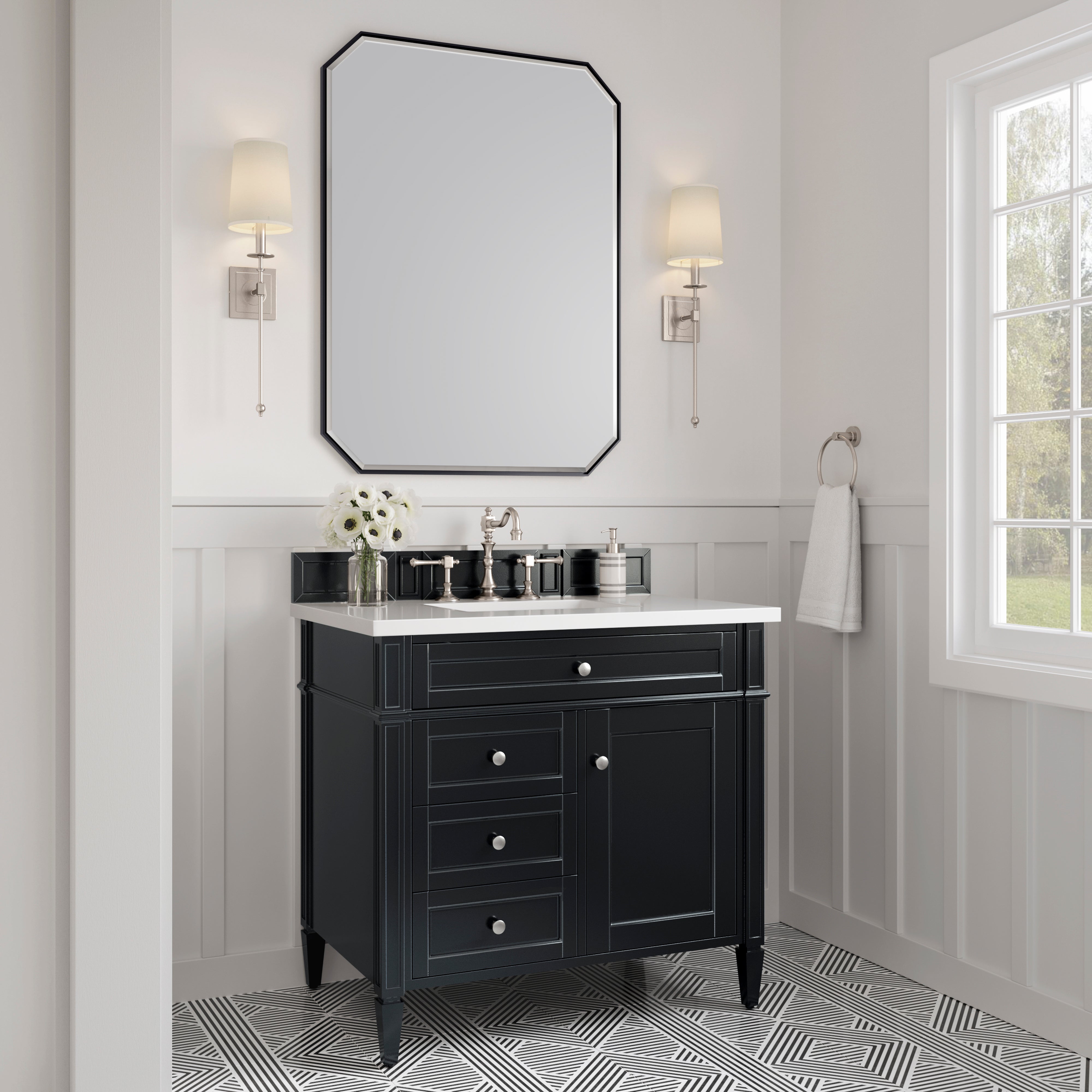 James Martin Brittany 36" Single Vanity in Black Onyx with 3cm Countertop