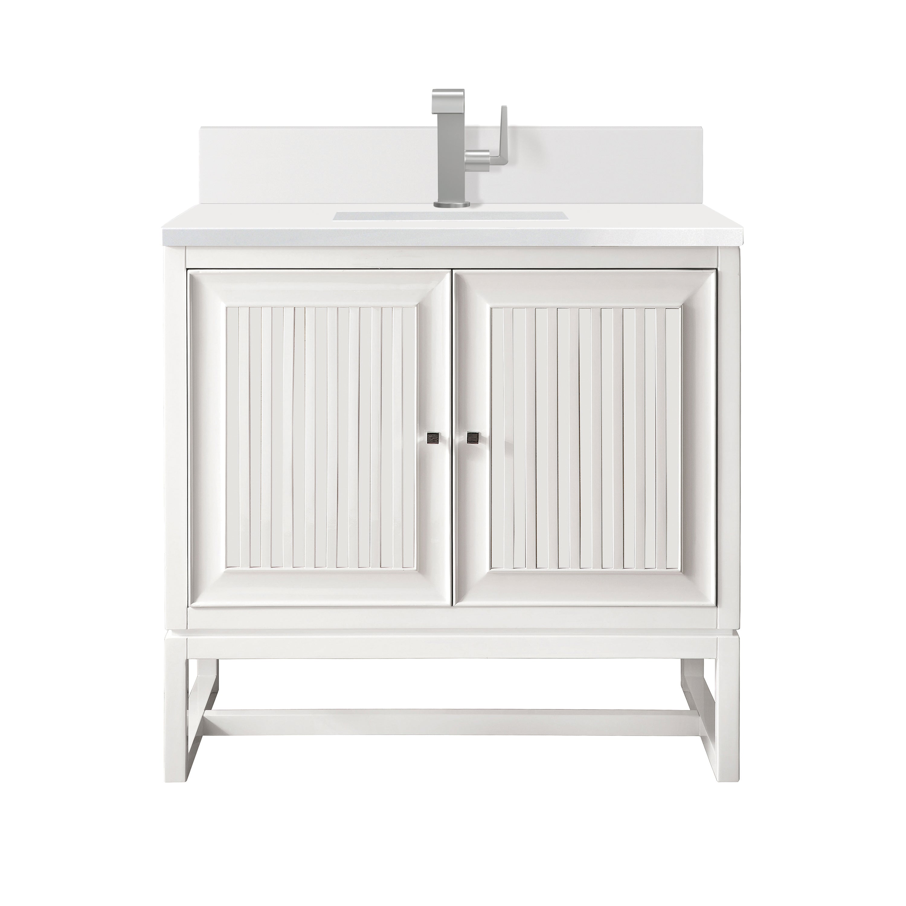 James Martin Athens 30" Single Vanity in Glossy White with 3cm Countertop
