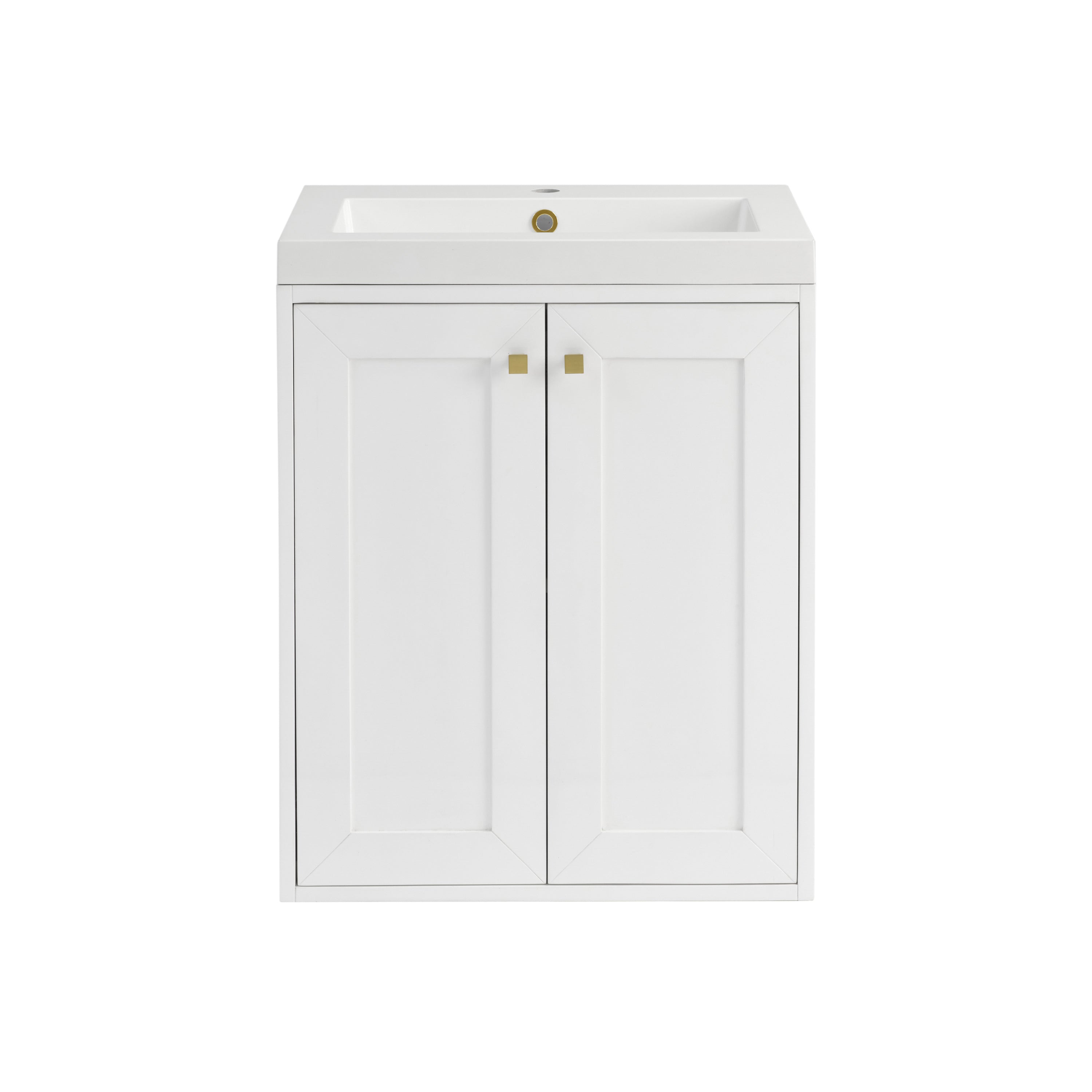 James Martin Chianti 24" Single Vanity in Glossy White with White Glossy Composite Stone Top