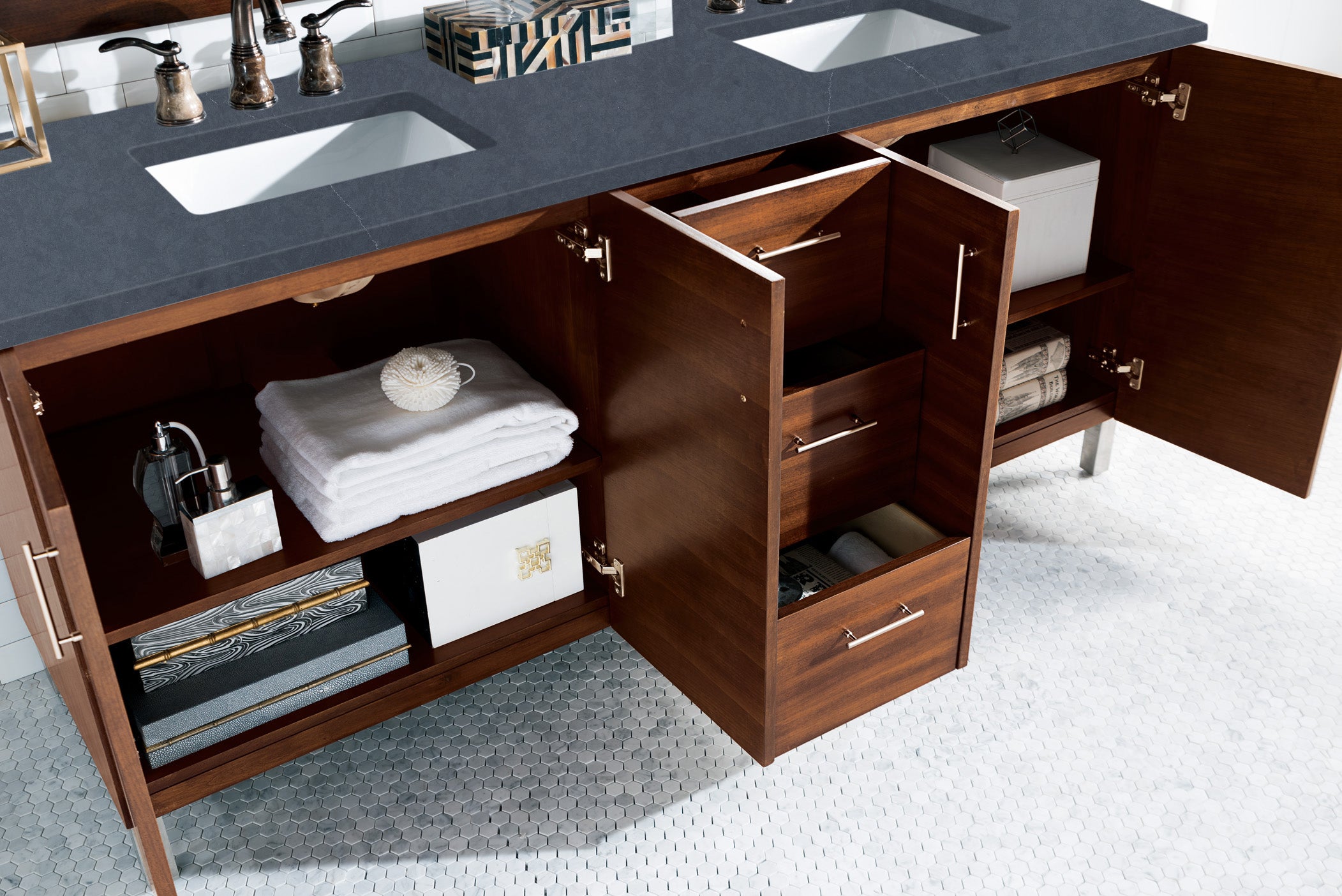 James Martin Metropolitan 72" Double Vanity in American Walnut with 3cm Countertop