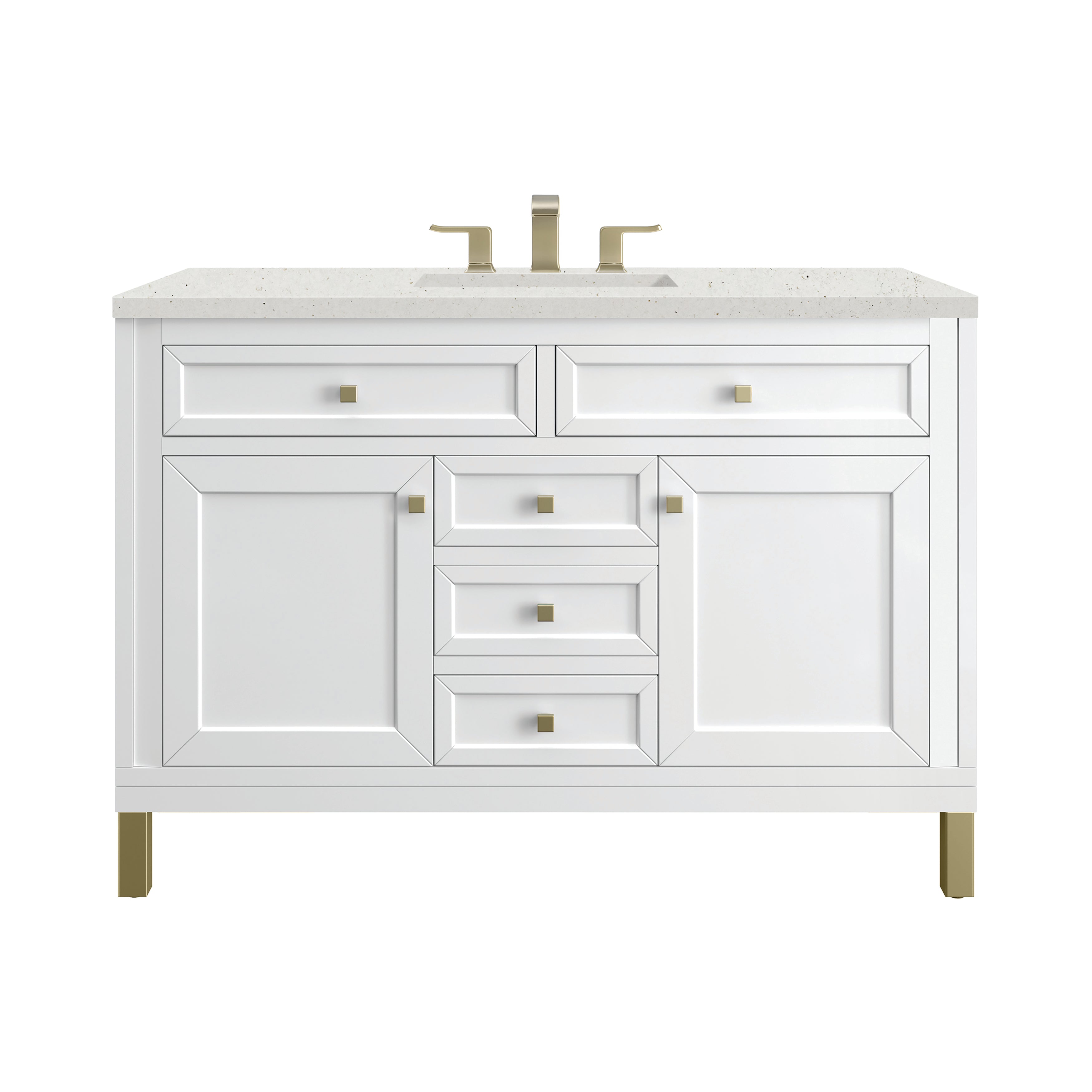 James Martin Chicago 48" Single Vanity in Glossy White with 3cm Countertop