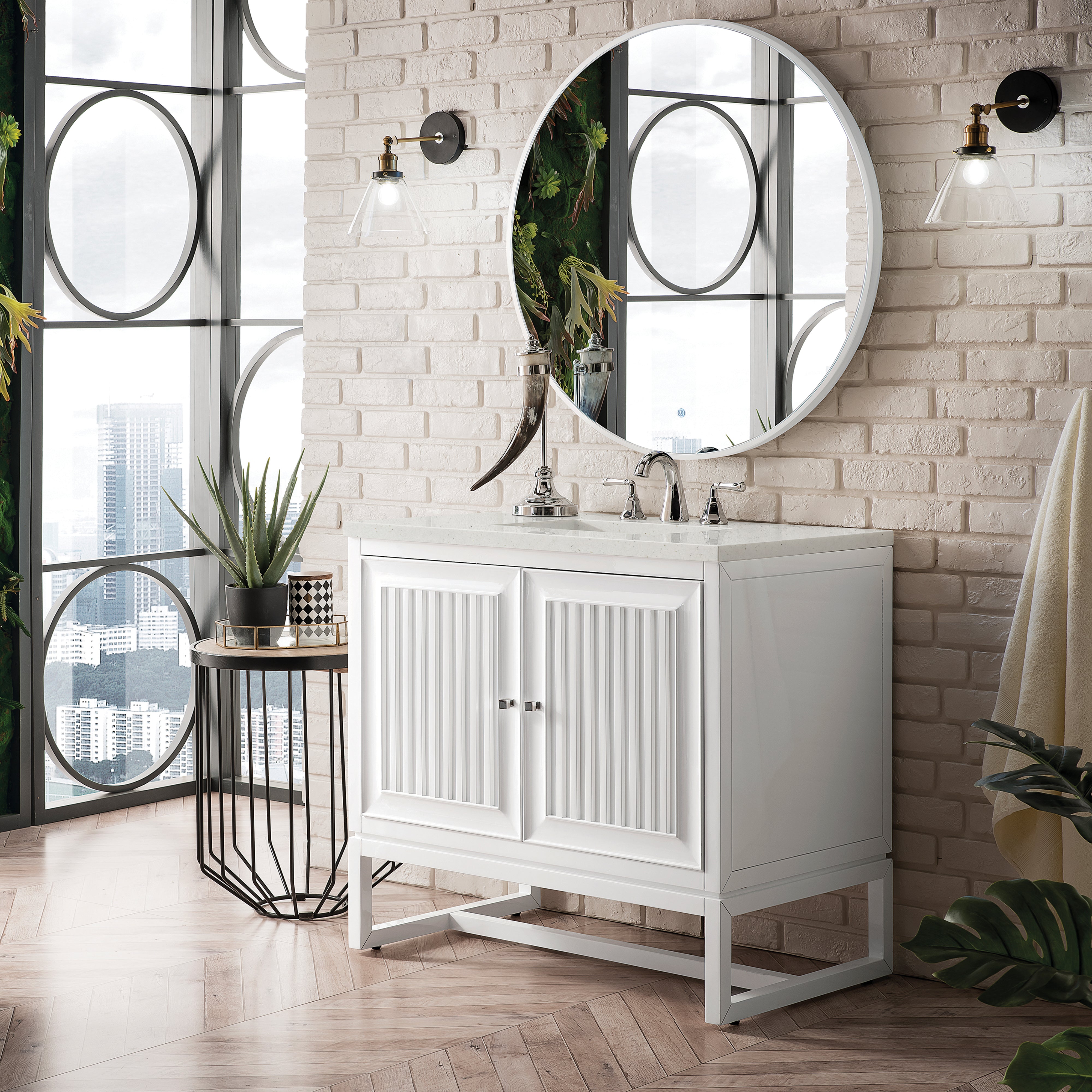 James Martin Athens 36" Single Vanity in Glossy White with 3cm Countertop