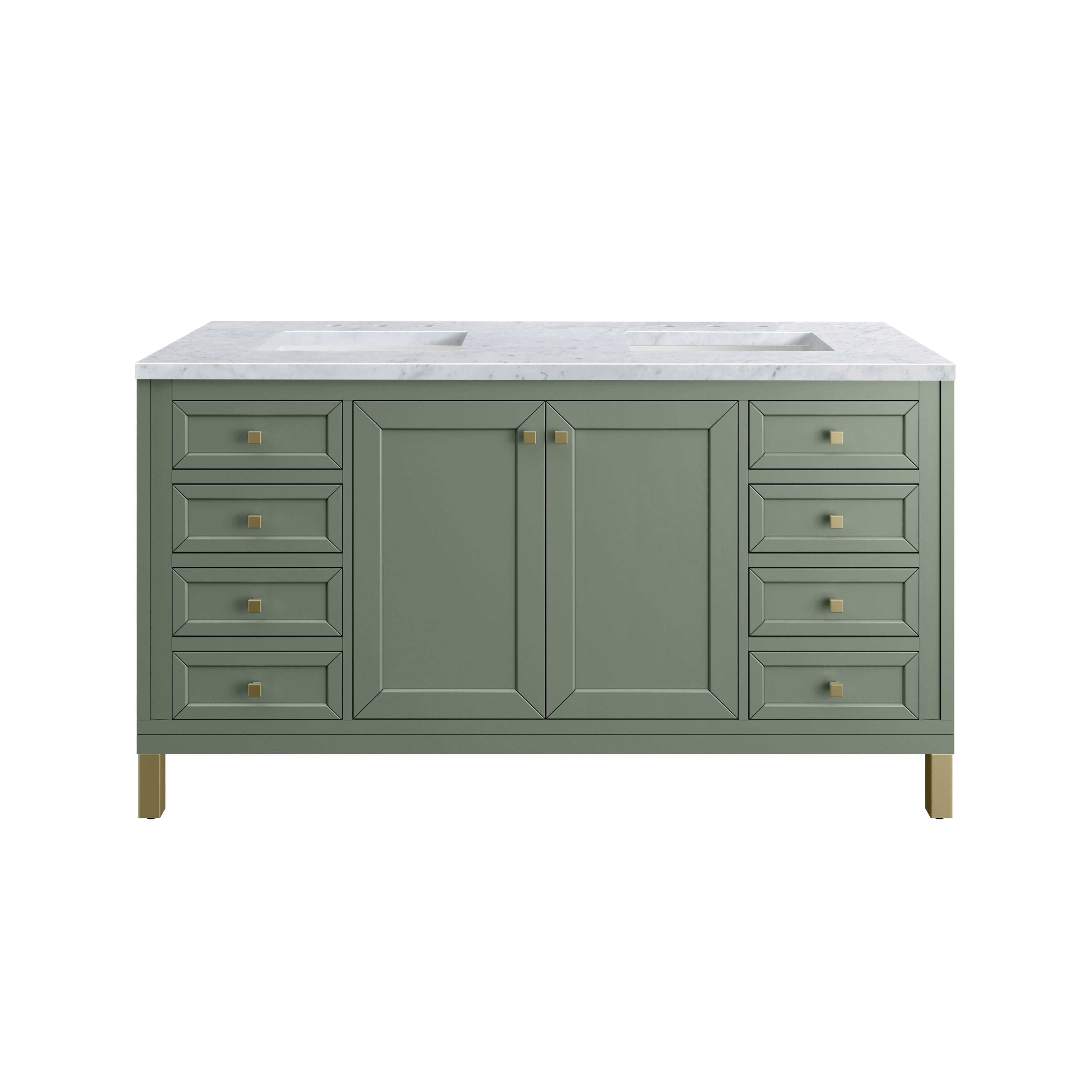 James Martin Chicago 60" Double Vanity in Smokey Celadon with 3cm Countertop