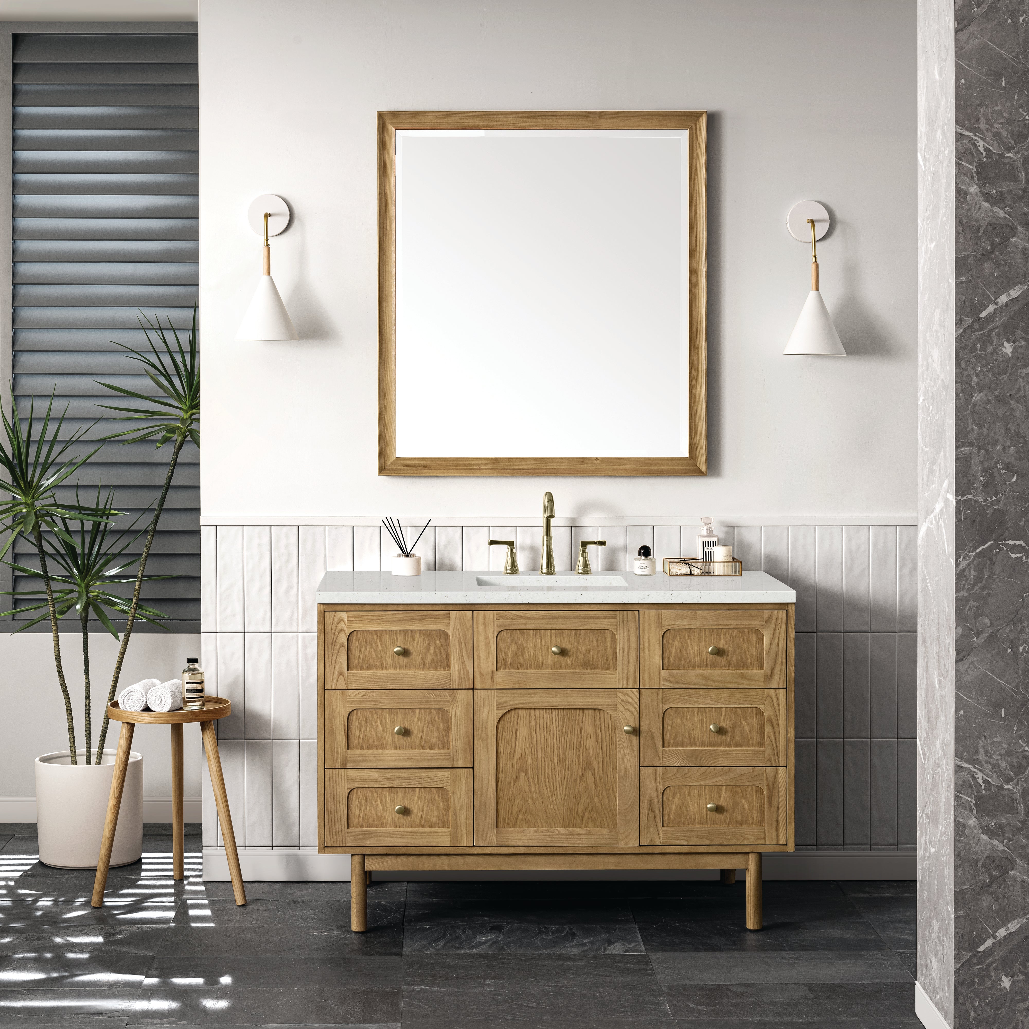 James Martin Laurent 48" Single Vanity in Light Natural Oak with 3cm Countertop