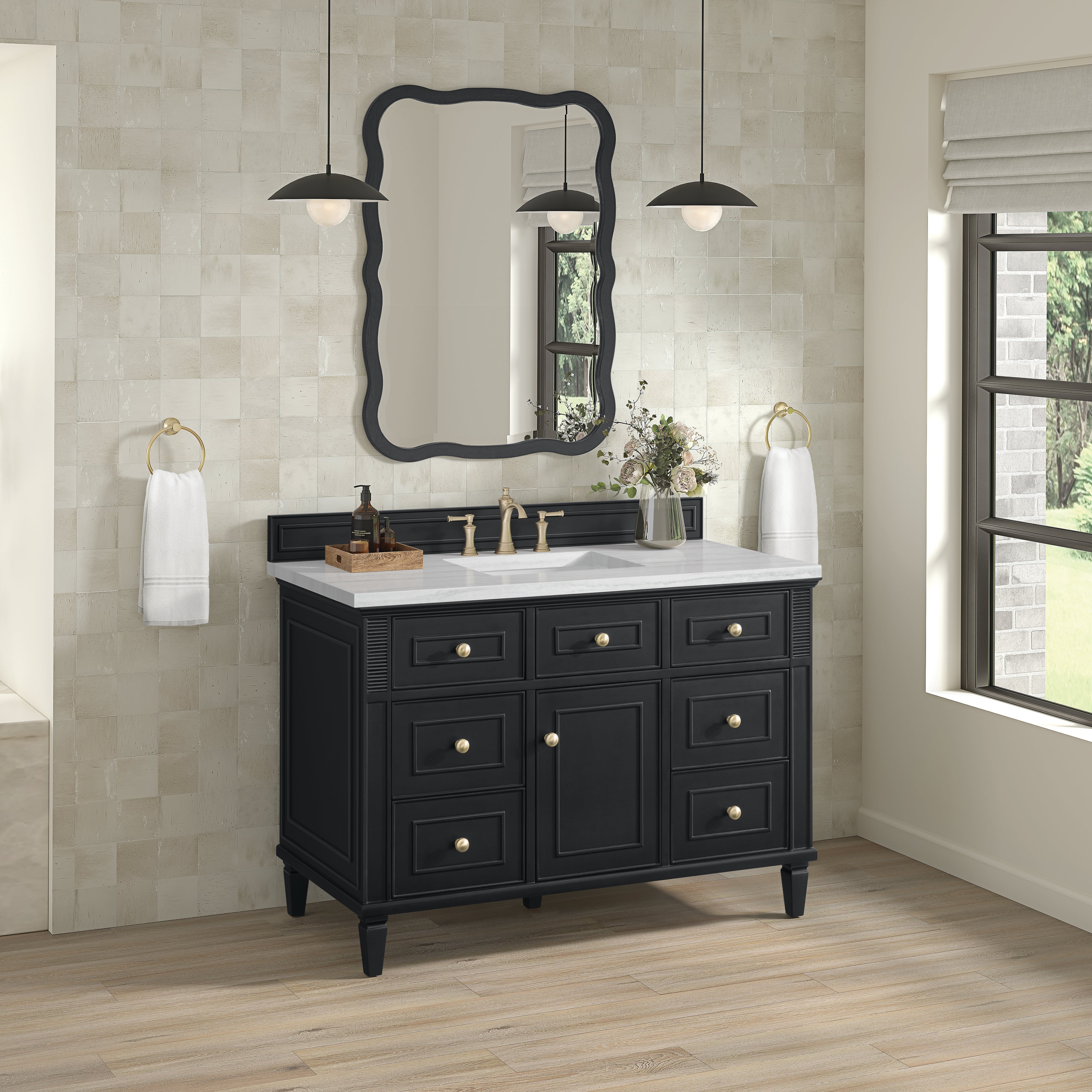 James Martin Lorelai 48" Single Vanity in Black Onyx with 3cm Countertop