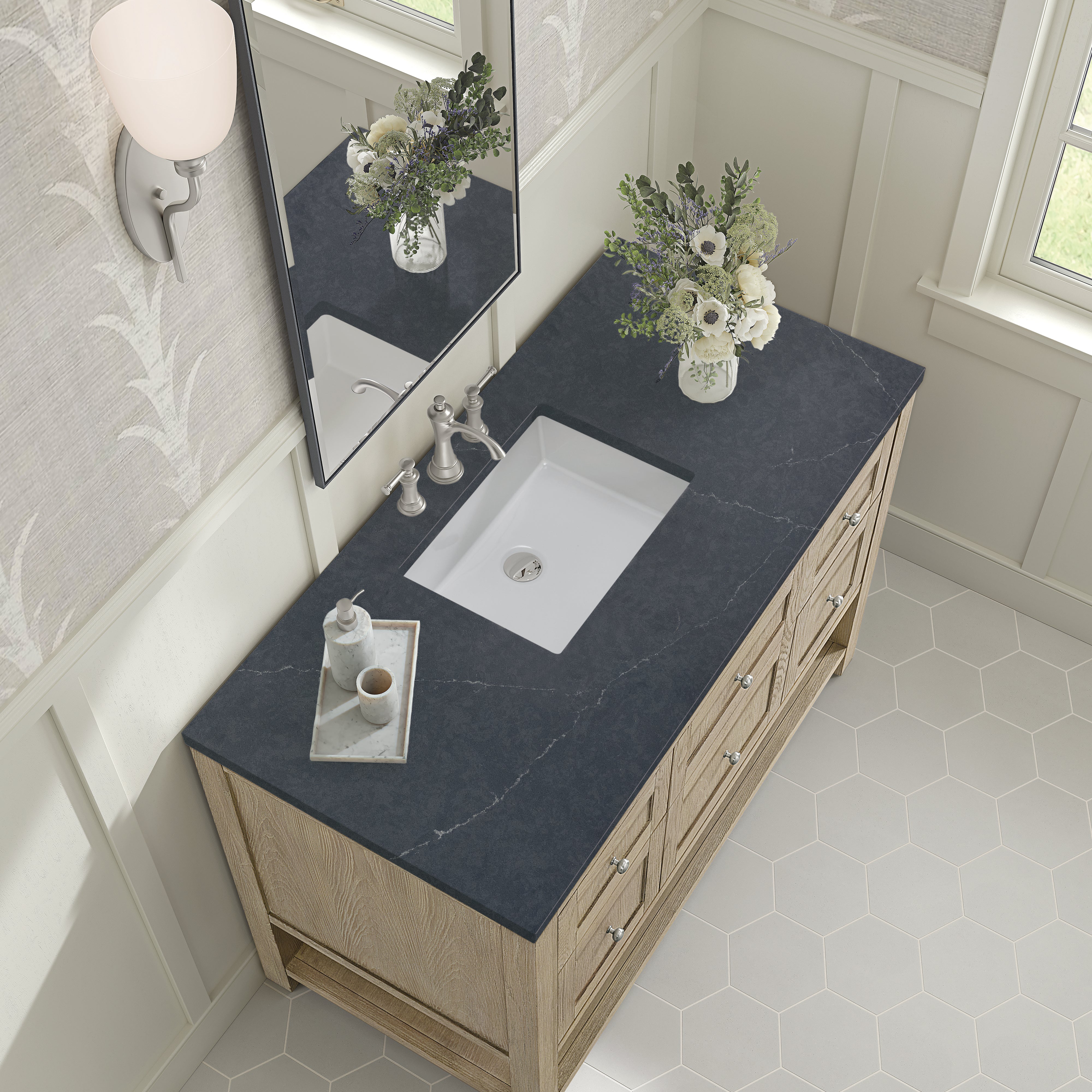 James Martin Breckenridge 48" Single Vanity in Whitewashed Oak with 3cm Countertop