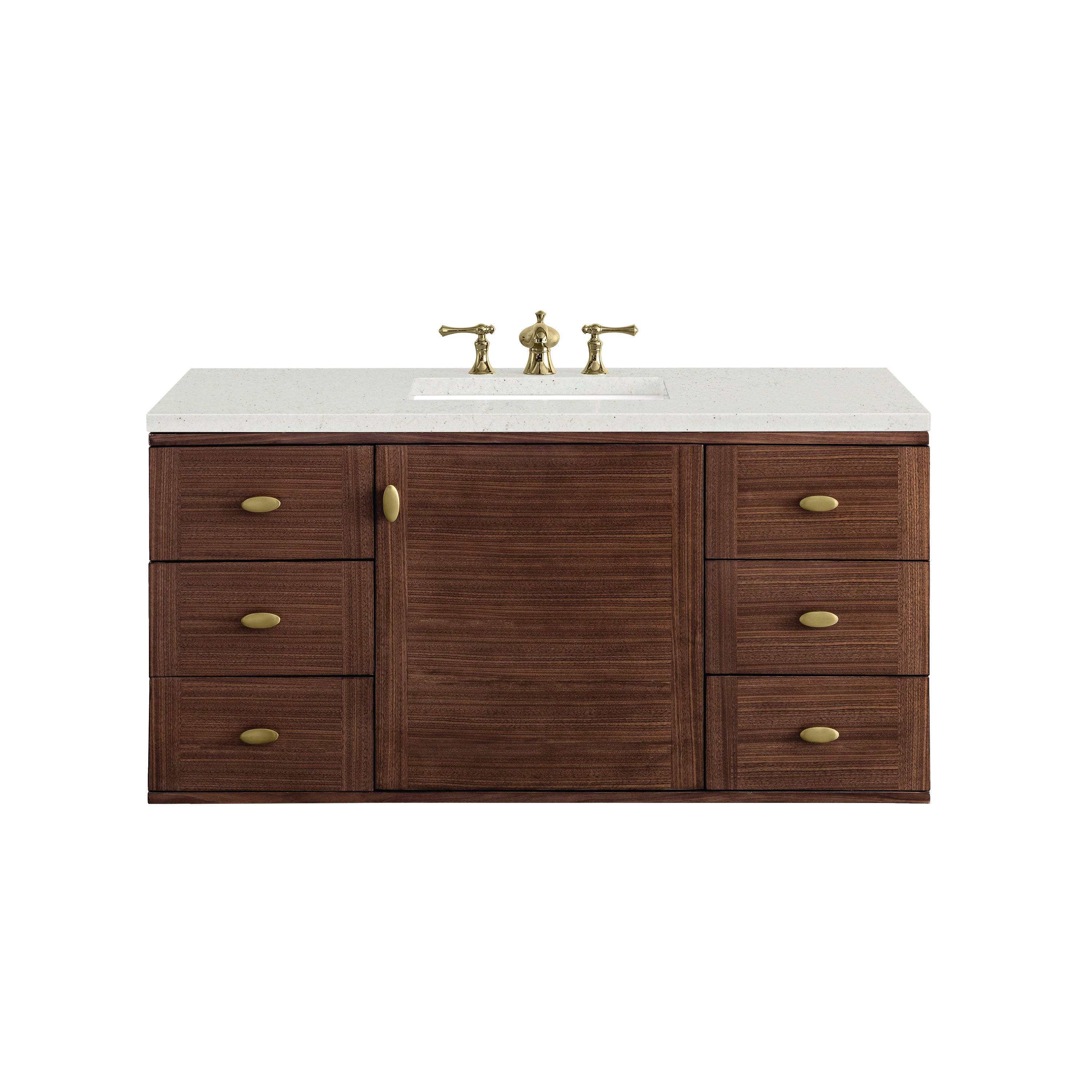 James Martin Amberly 48" Single Vanity in Mid-Century Walnut with 3cm Countertop