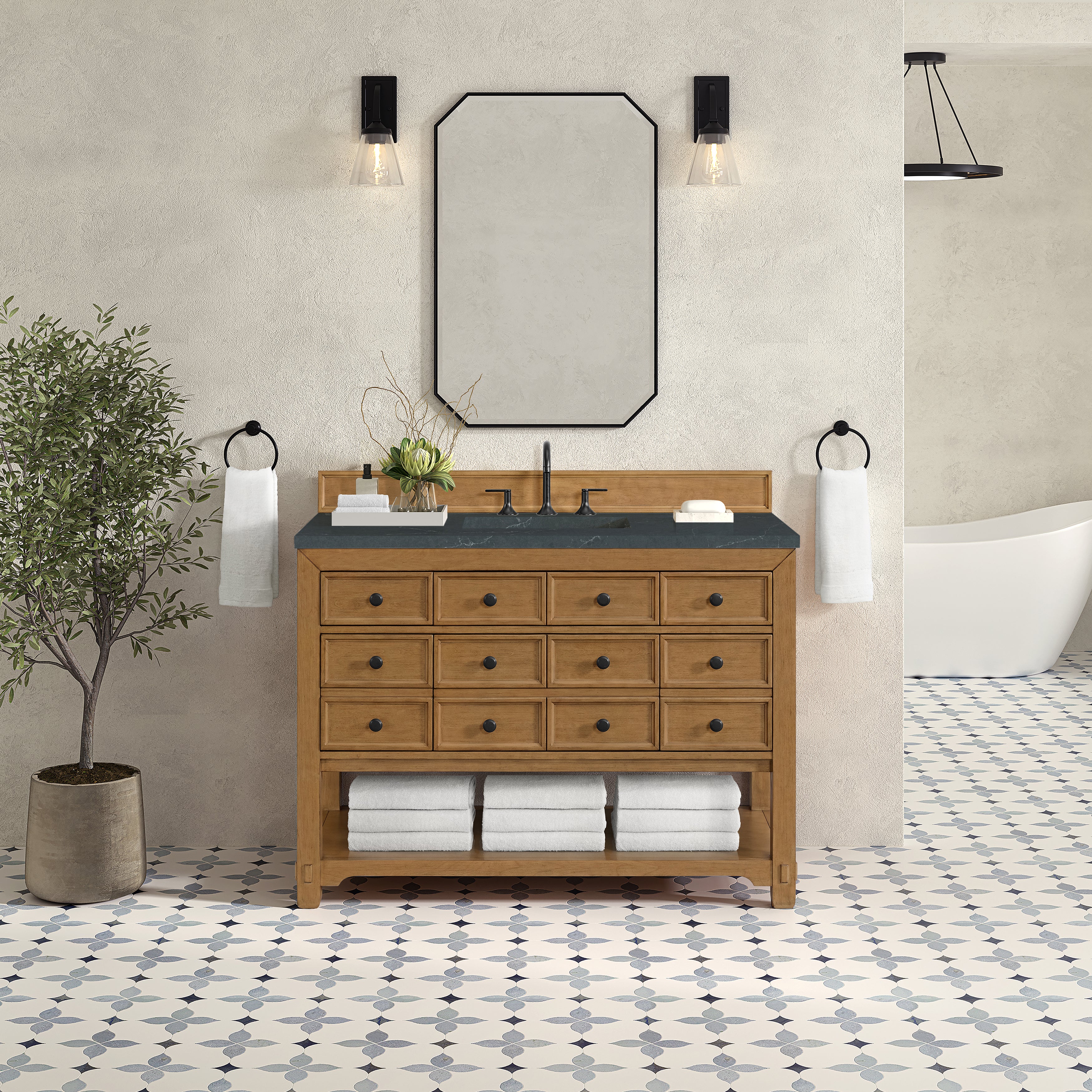 James Martin Malibu 48" Single Vanity in Amber Birch with 3cm Countertop