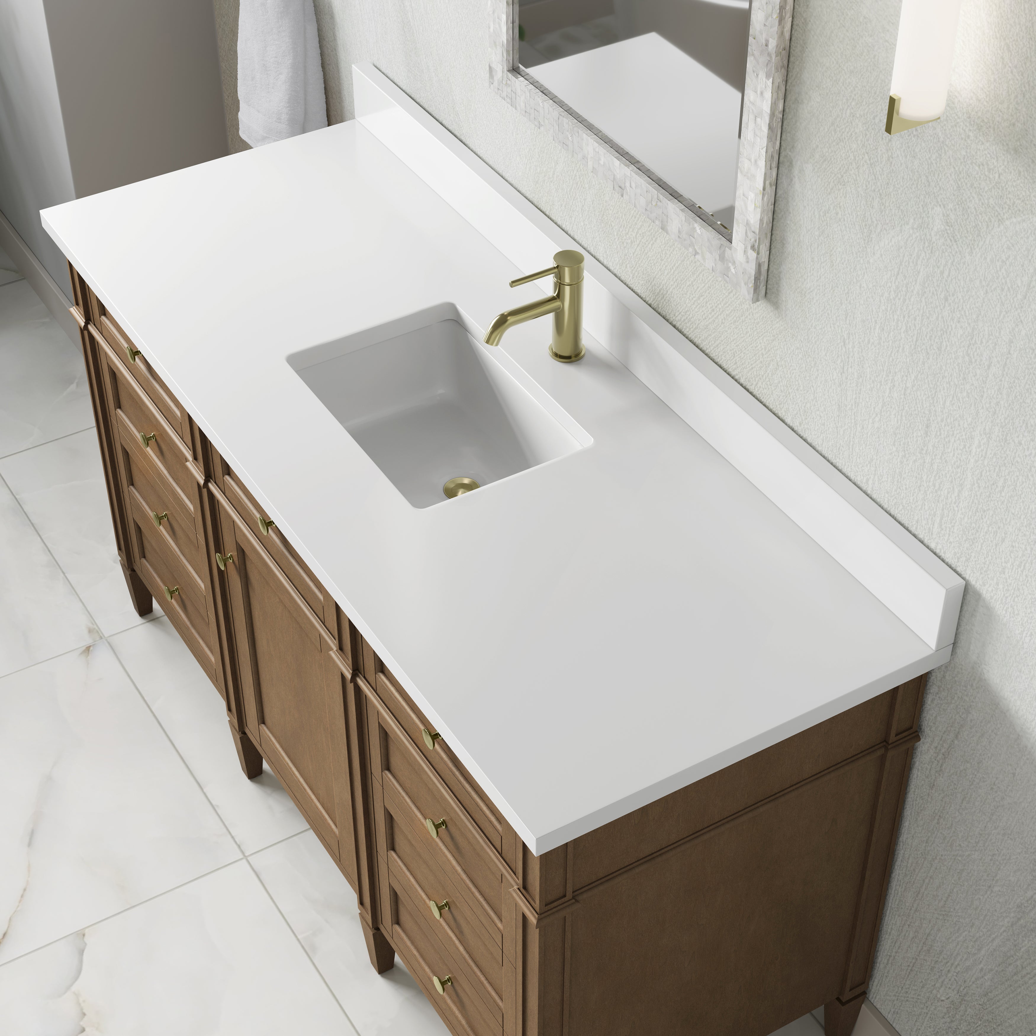 James Martin Brittany 60" Single Vanity in Pecan with 3cm Countertop