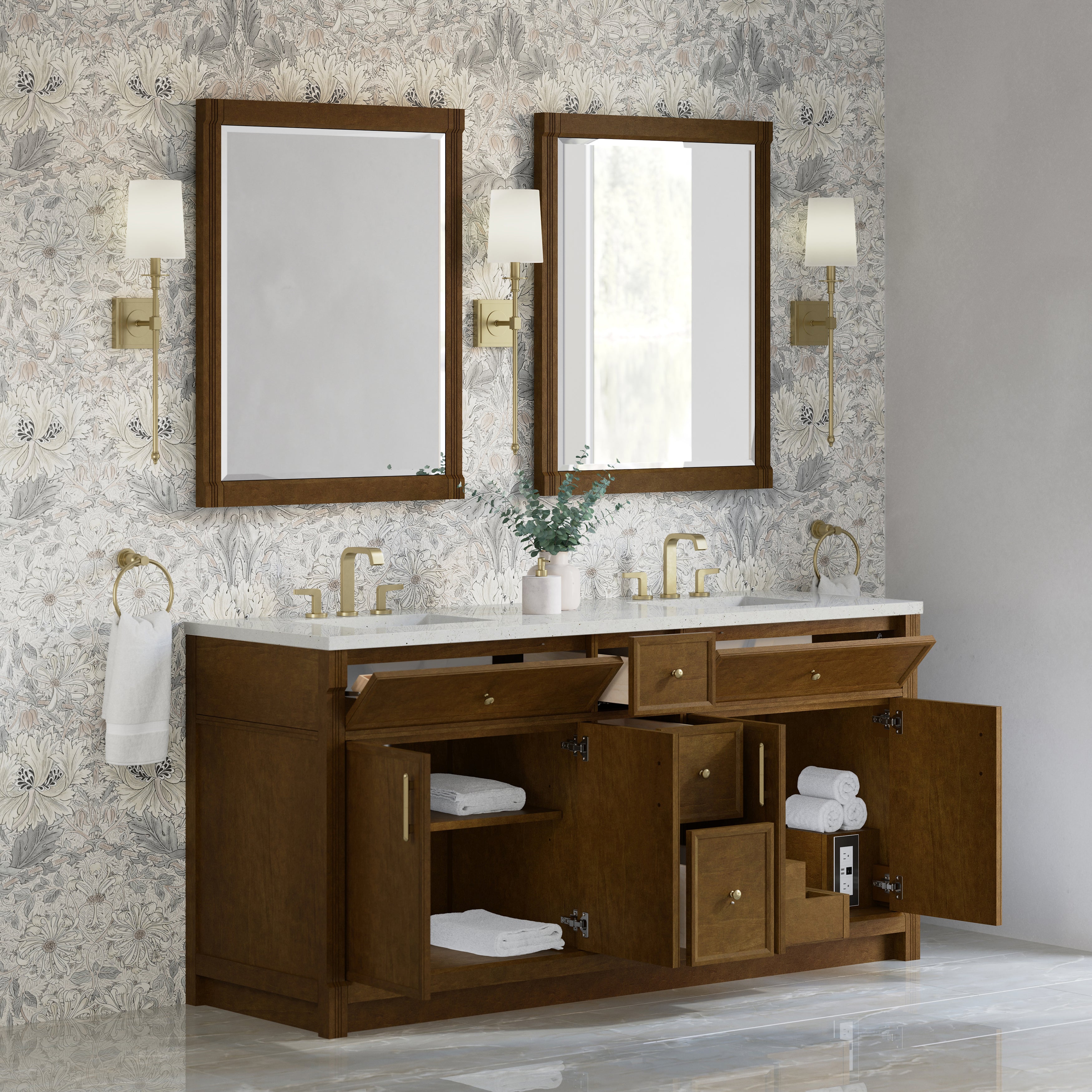James Martin Bellshire 72" Double Vanity in Honey Oak with 3cm Countertop