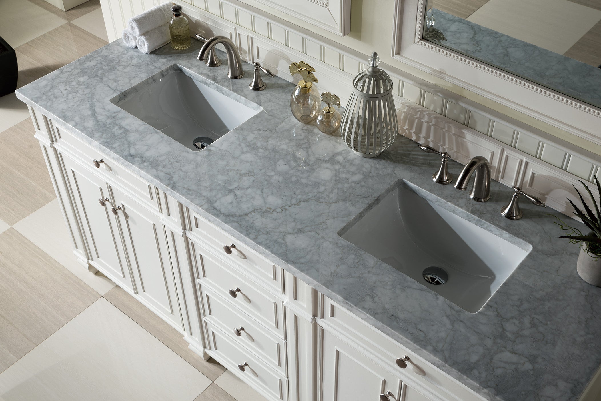 James Martin Bristol 72" Double Vanity in Bright White with 3cm Countertop