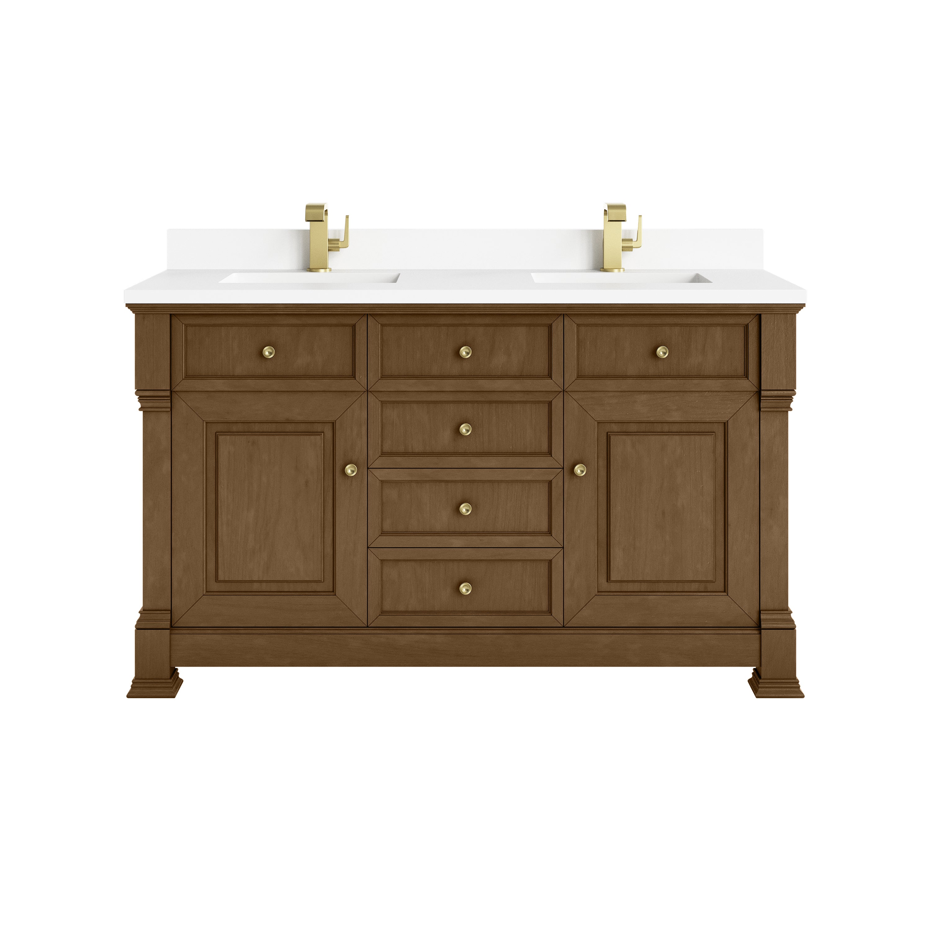 James Martin Brookfield 60" Double Vanity in Honey Oak with 3cm Countertop