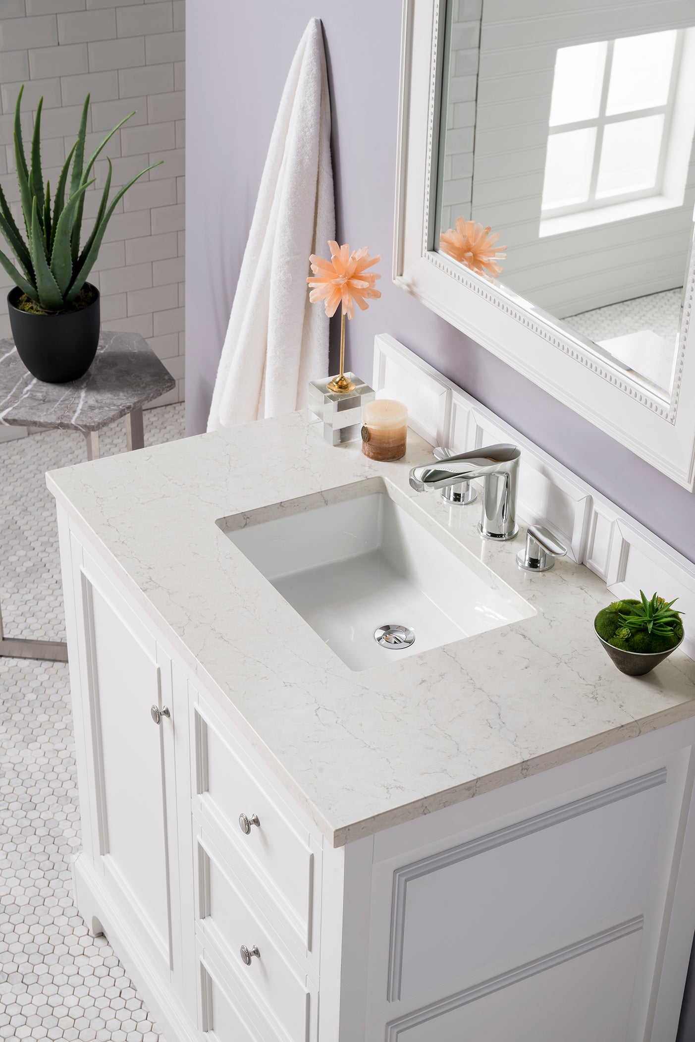 James Martin De Soto 36" Single Vanity in Bright White with 3cm Countertop