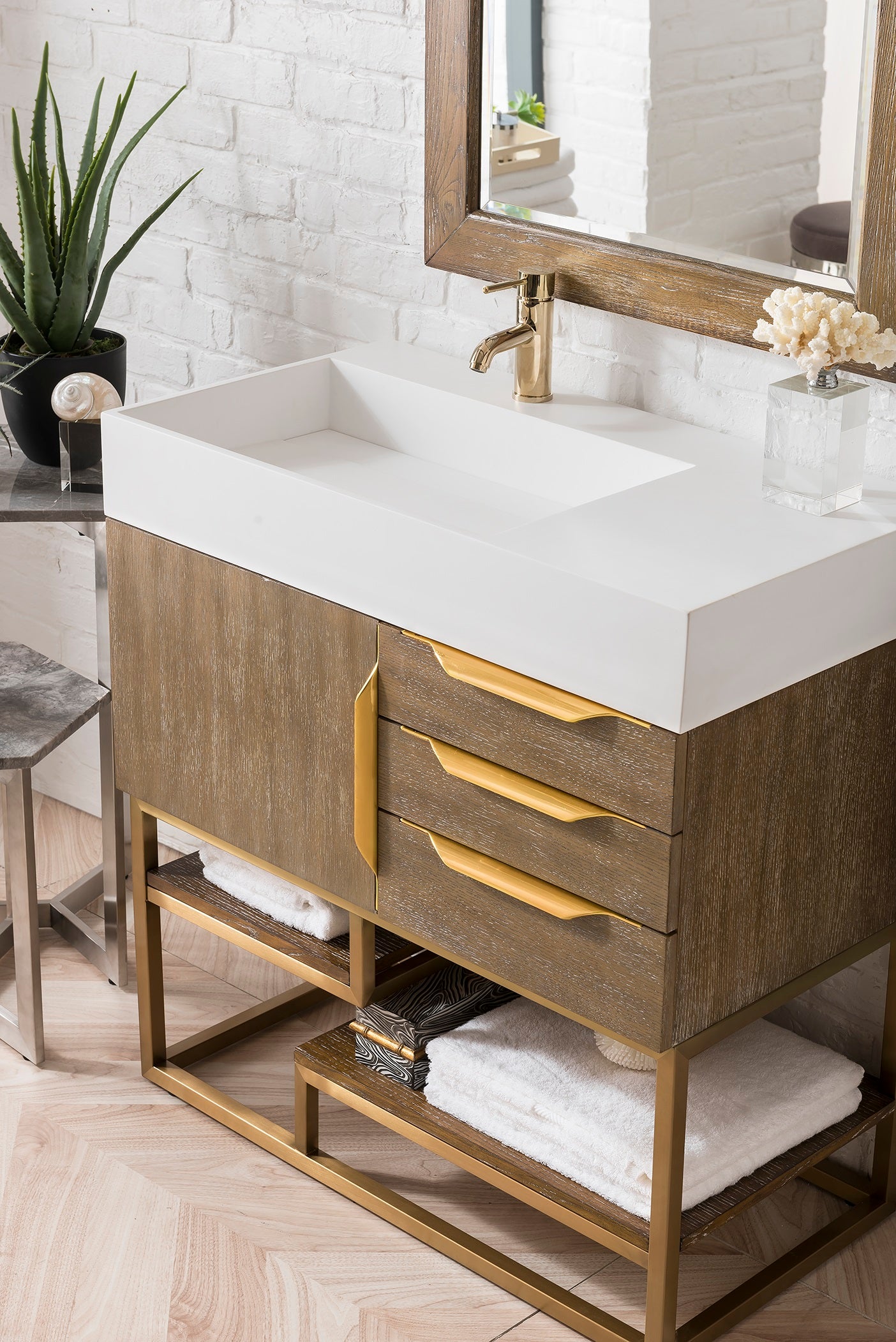 James Martin Columbia 36" Freestanding Single Vanity with Mineral Composite Stone Countertop