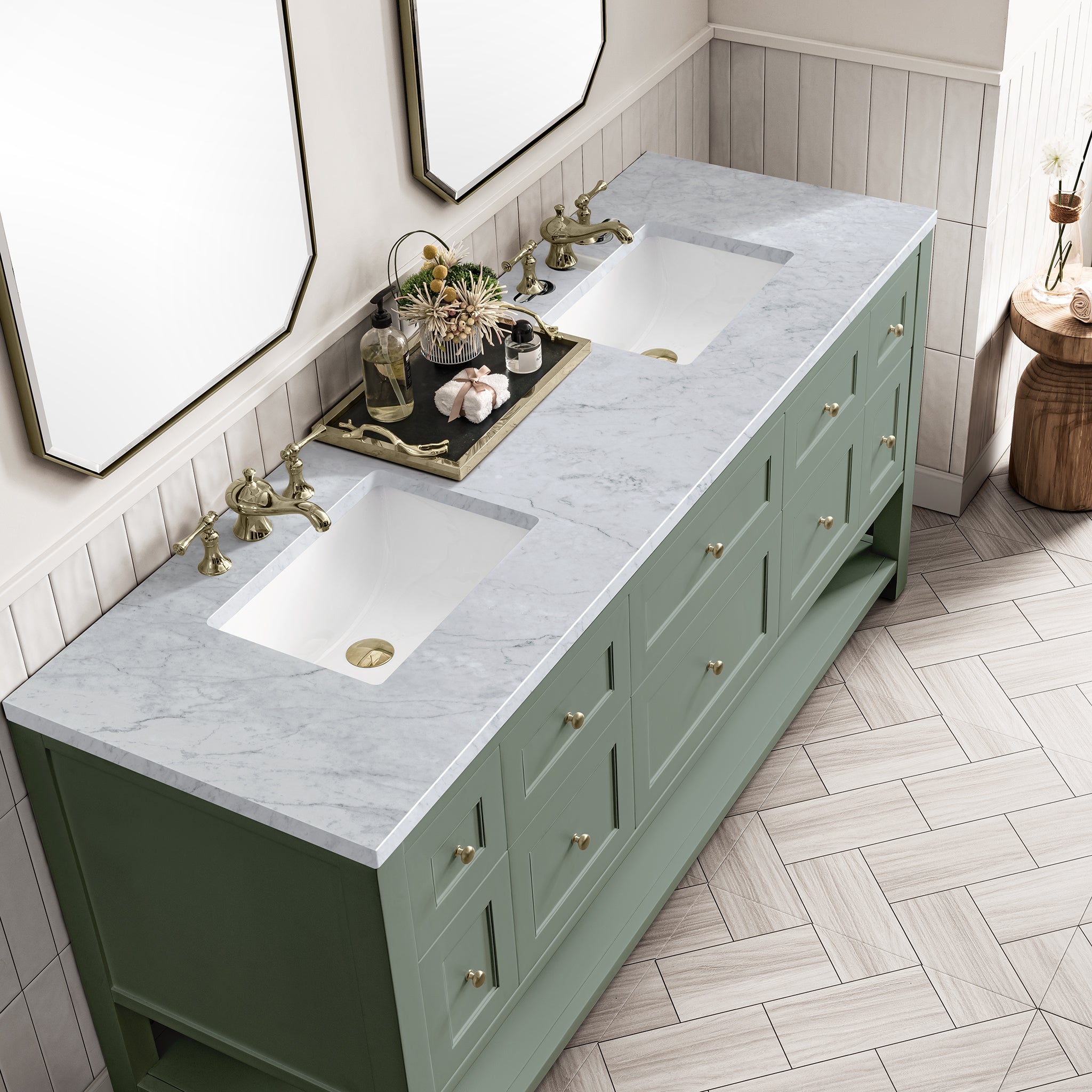 James Martin Breckenridge 72" Double Vanity in Smokey Celadon with 3cm Countertop