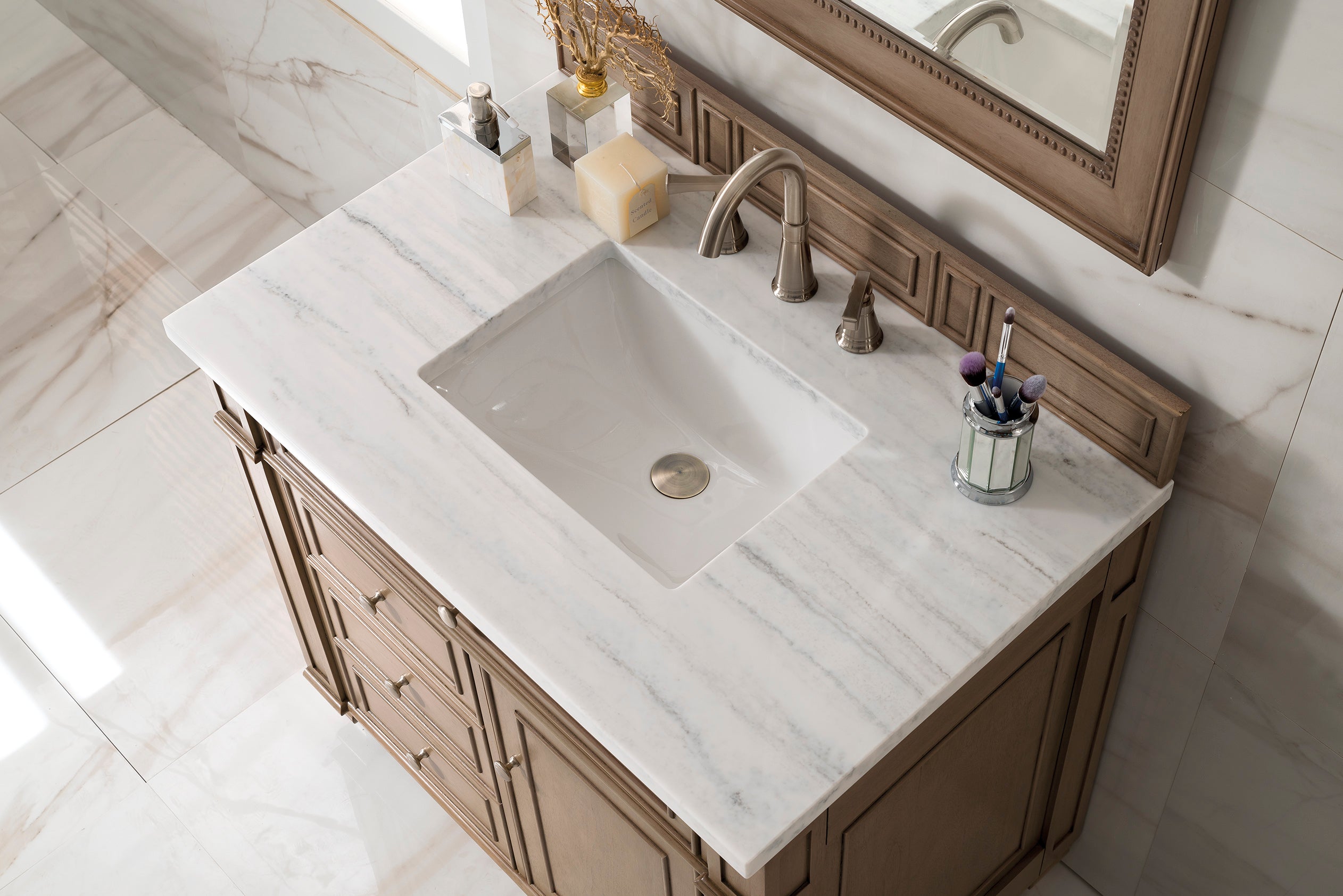 James Martin Bristol 36" Single Vanity in Whitewashed Walnut with 3cm Countertop