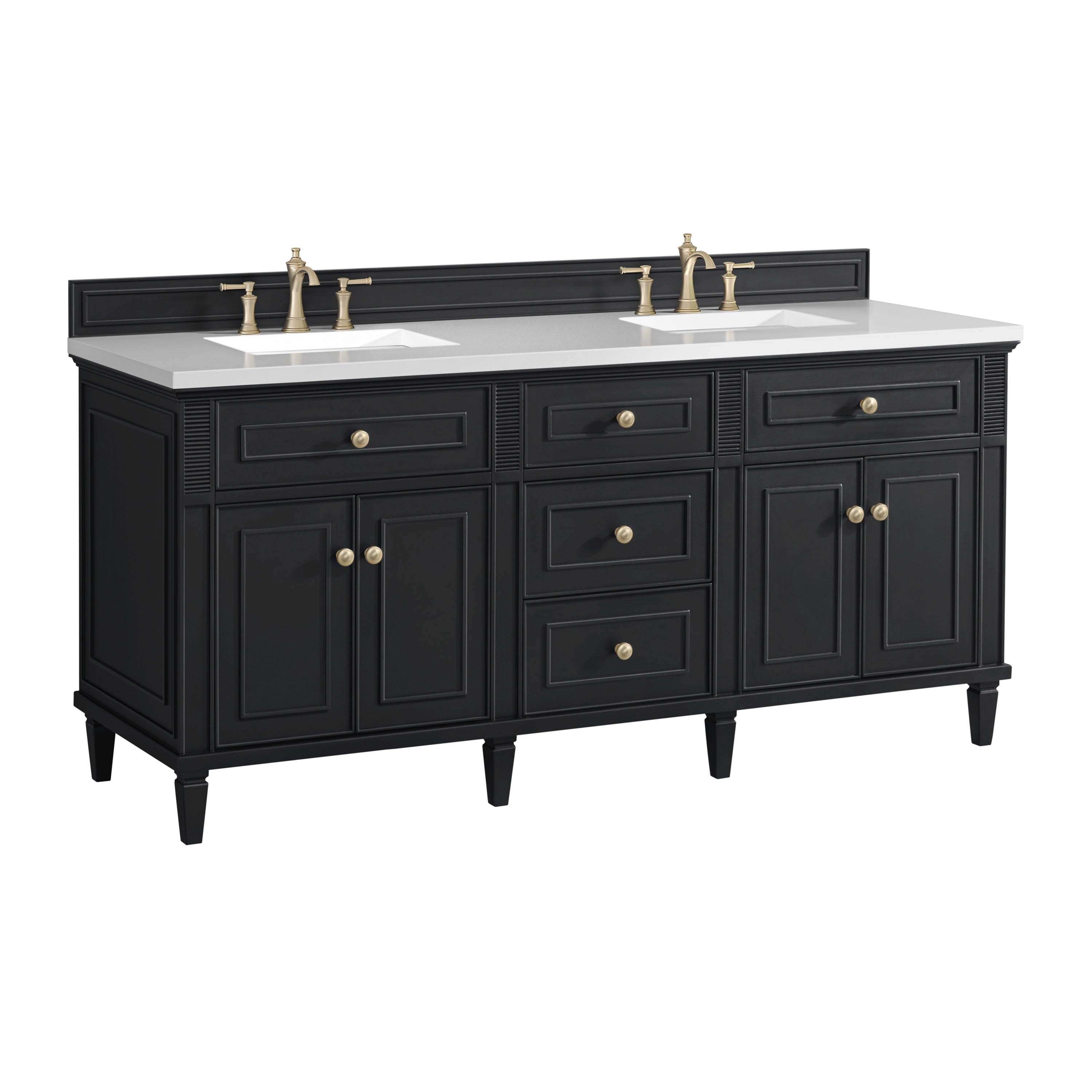 James Martin Lorelai 72" Double Vanity in Black Onyx with 3cm Countertop