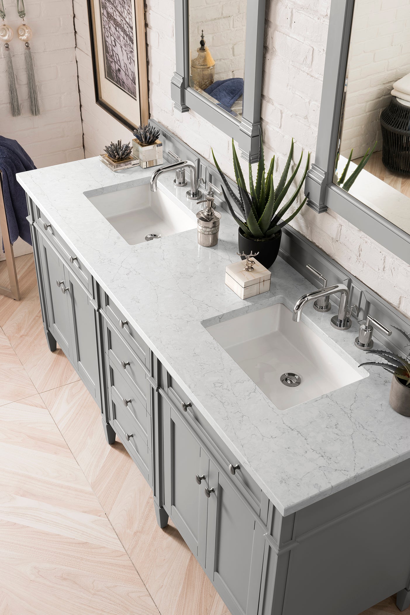 James Martin Brittany 72" Double Vanity in Urban Gray with 3cm Countertop and FreePower Wireless Charger