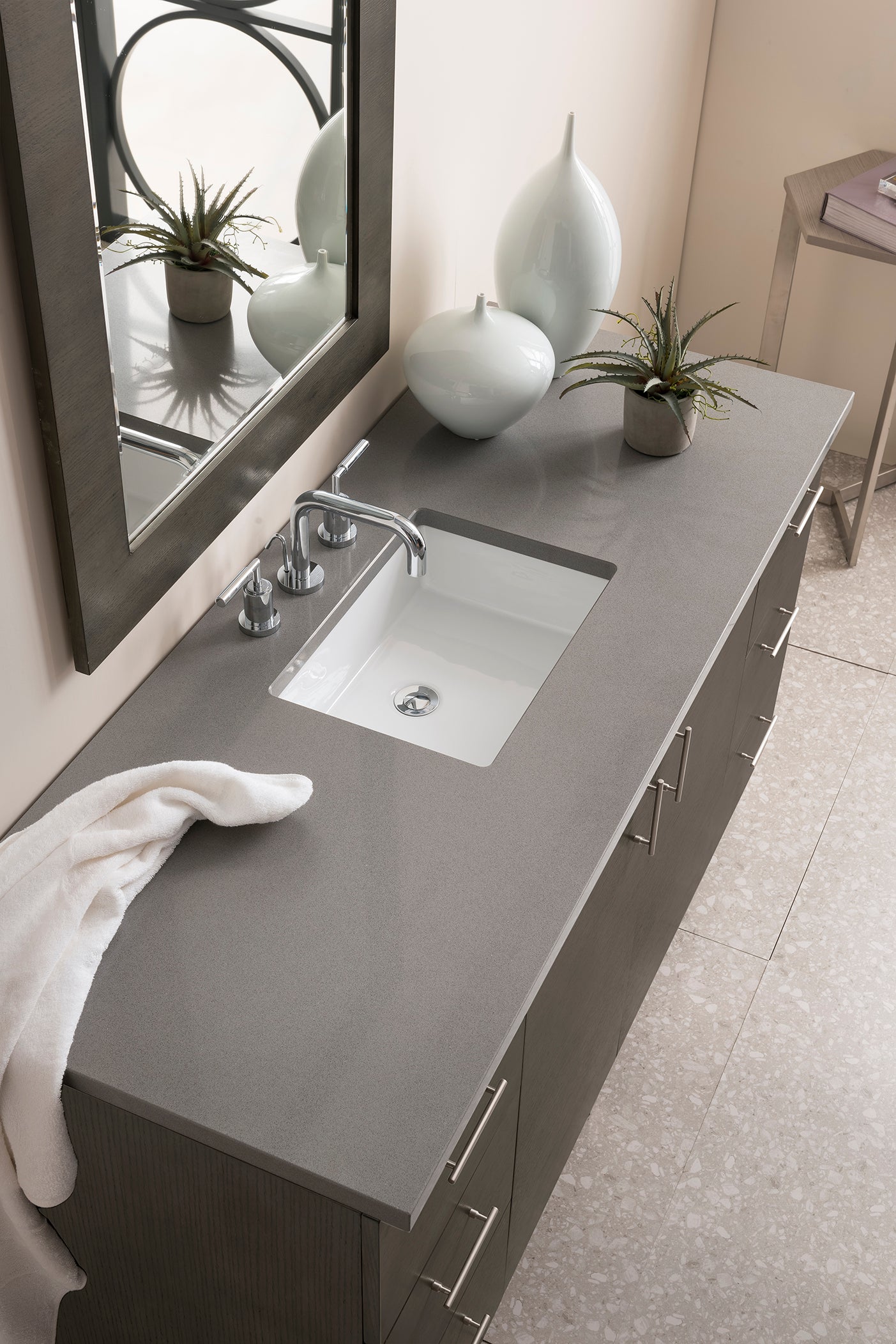 James Martin Metropolitan 60" Single Vanity in Silver Oak with 3cm Countertop