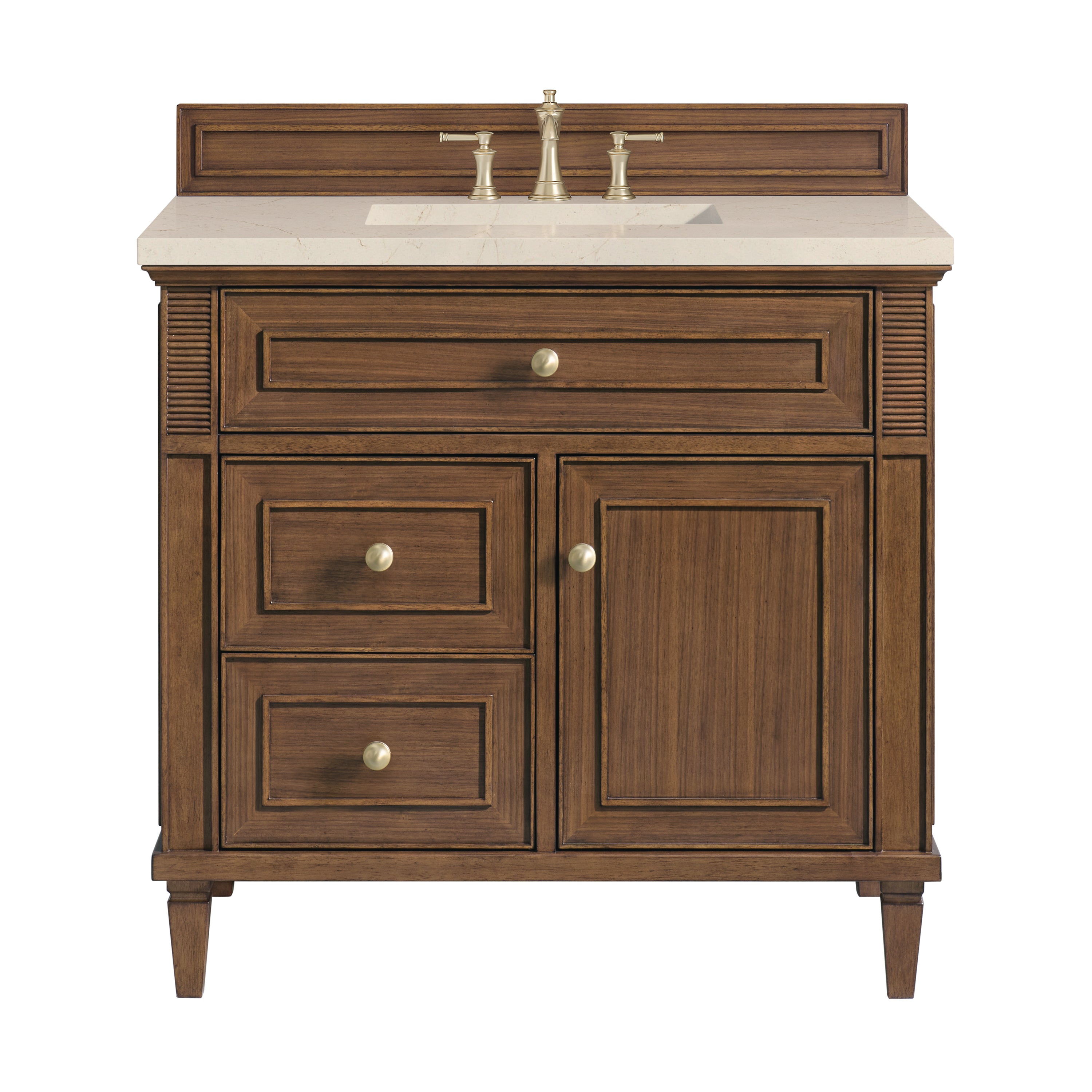 James Martin Lorelai 36" Single Vanity in Mid-Century Walnut with 3cm Countertop