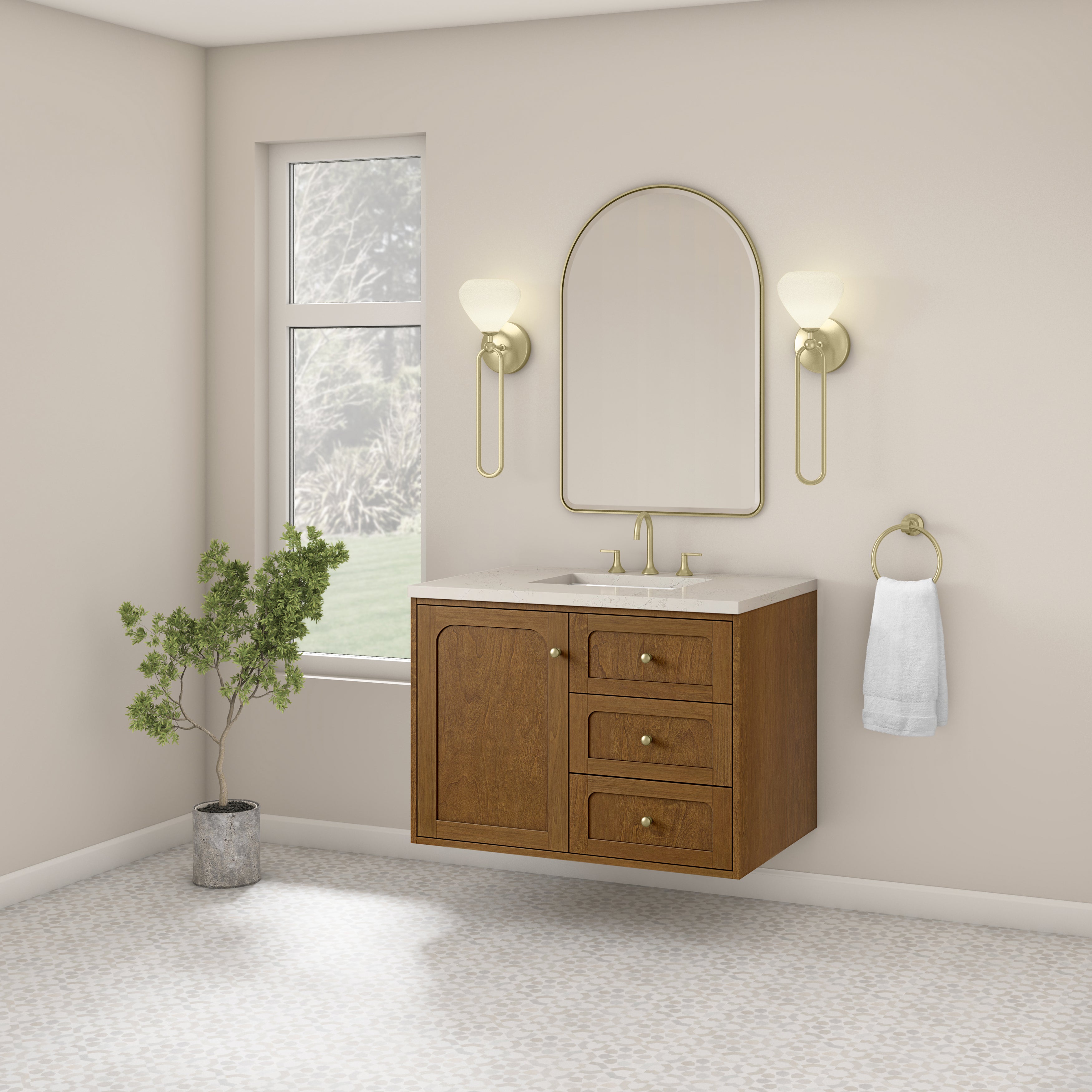 James Martin Laurent 36" Single Vanity in Honey Oak with 3cm Countertop