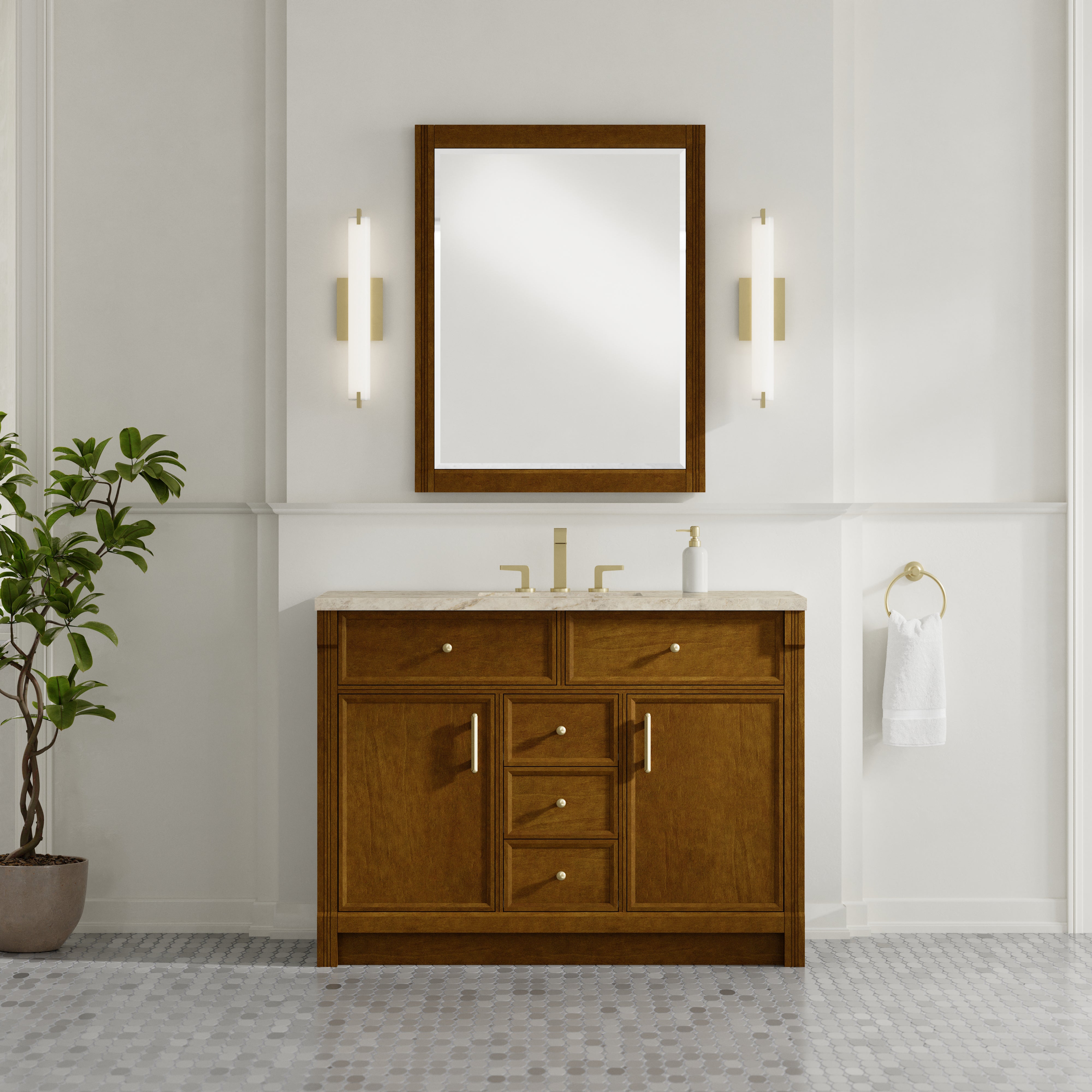 James Martin Bellshire 48" Single Vanity in Honey Oak with 3cm Countertop
