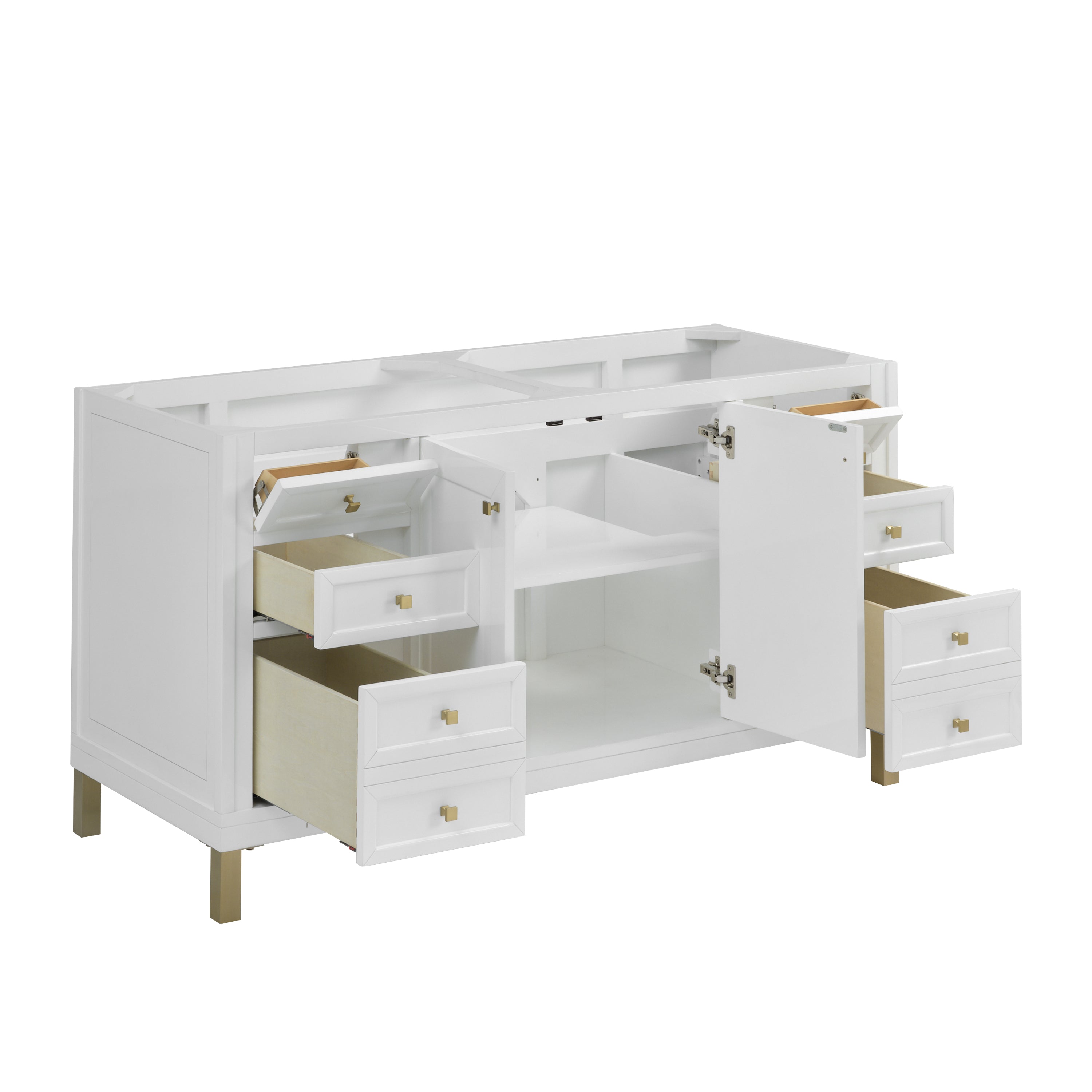 James Martin Chicago 60" Double Vanity in Glossy White with 3cm Countertop and FreePower Wireless Charger