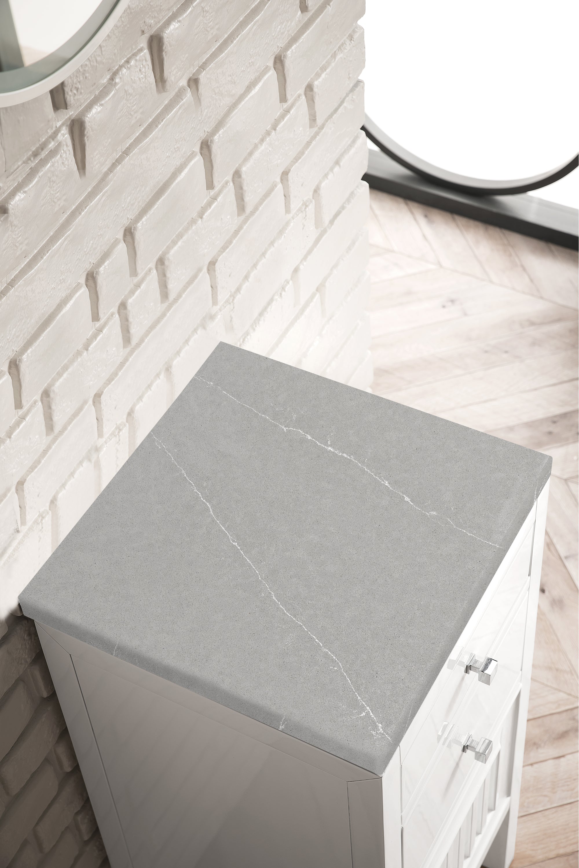 James Martin Athens 15" Base Cabinet with Drawers and Right Door in Glossy White with 3cm Countertop