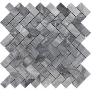 Bardiglio Polished Marble Mosaic Herringbone 1"X2"