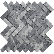 Bardiglio Polished Marble Mosaic Herringbone 1"X3"