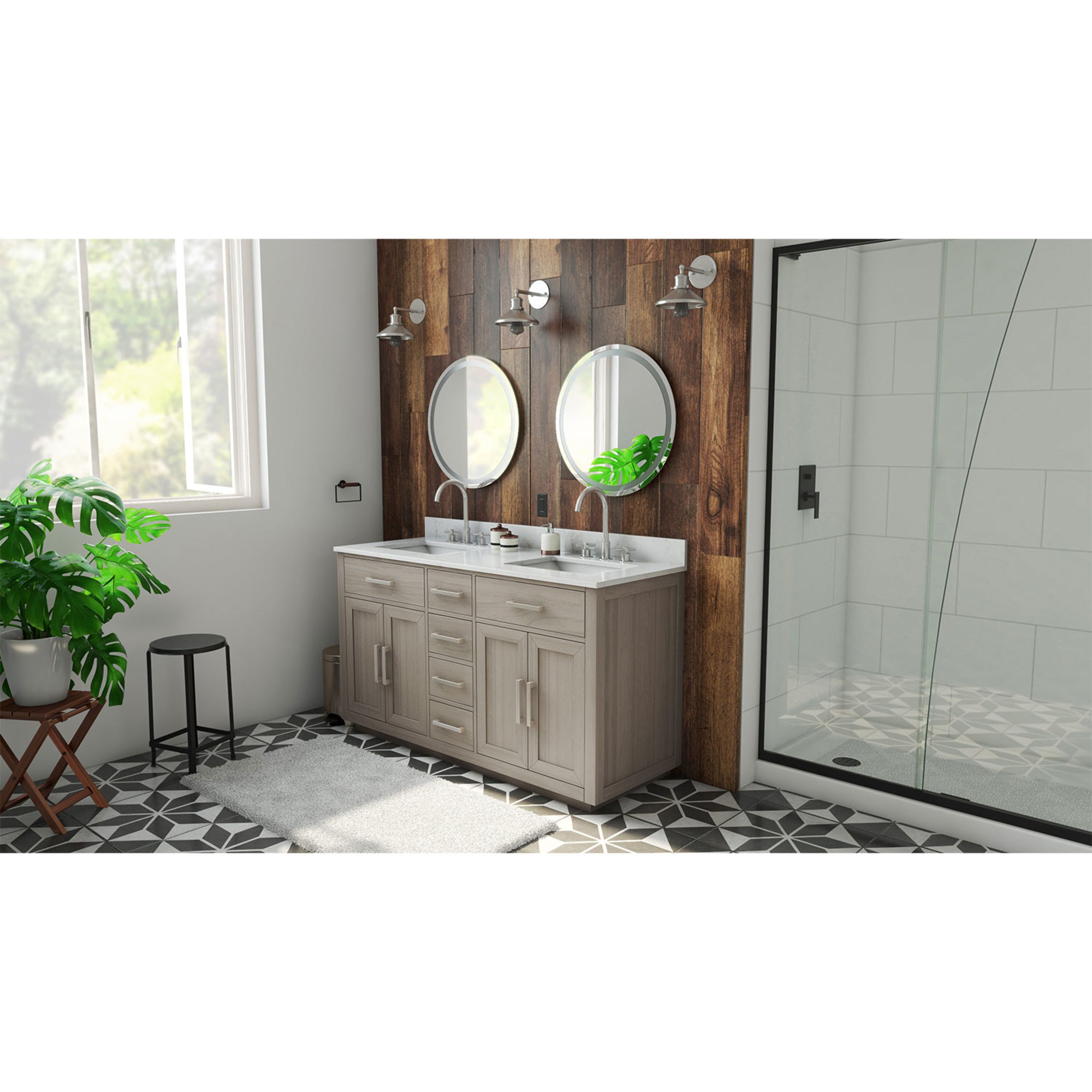 Dexterity 60" Vanity with Rectangular Sinks