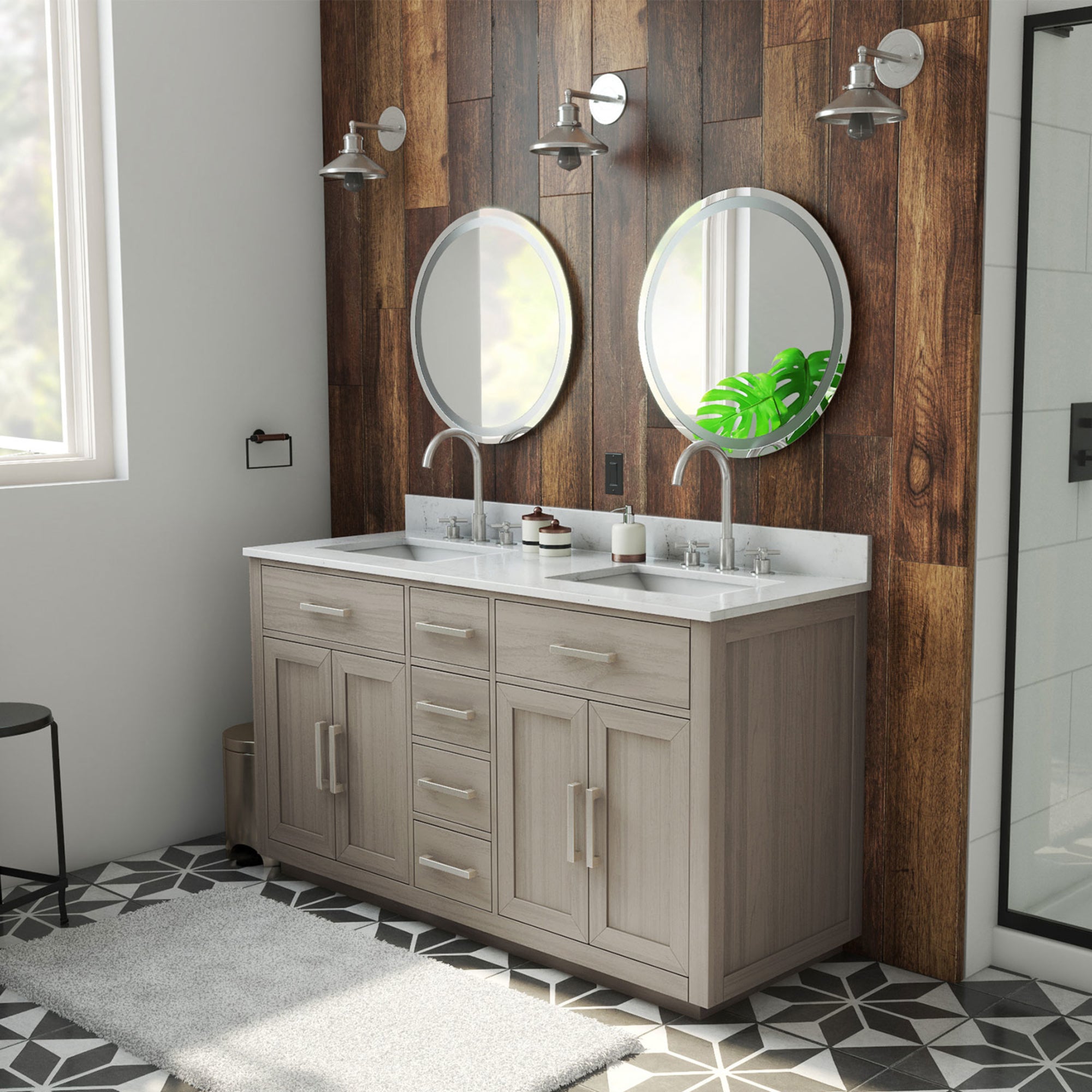 Dexterity 60" Vanity with Rectangular Sinks