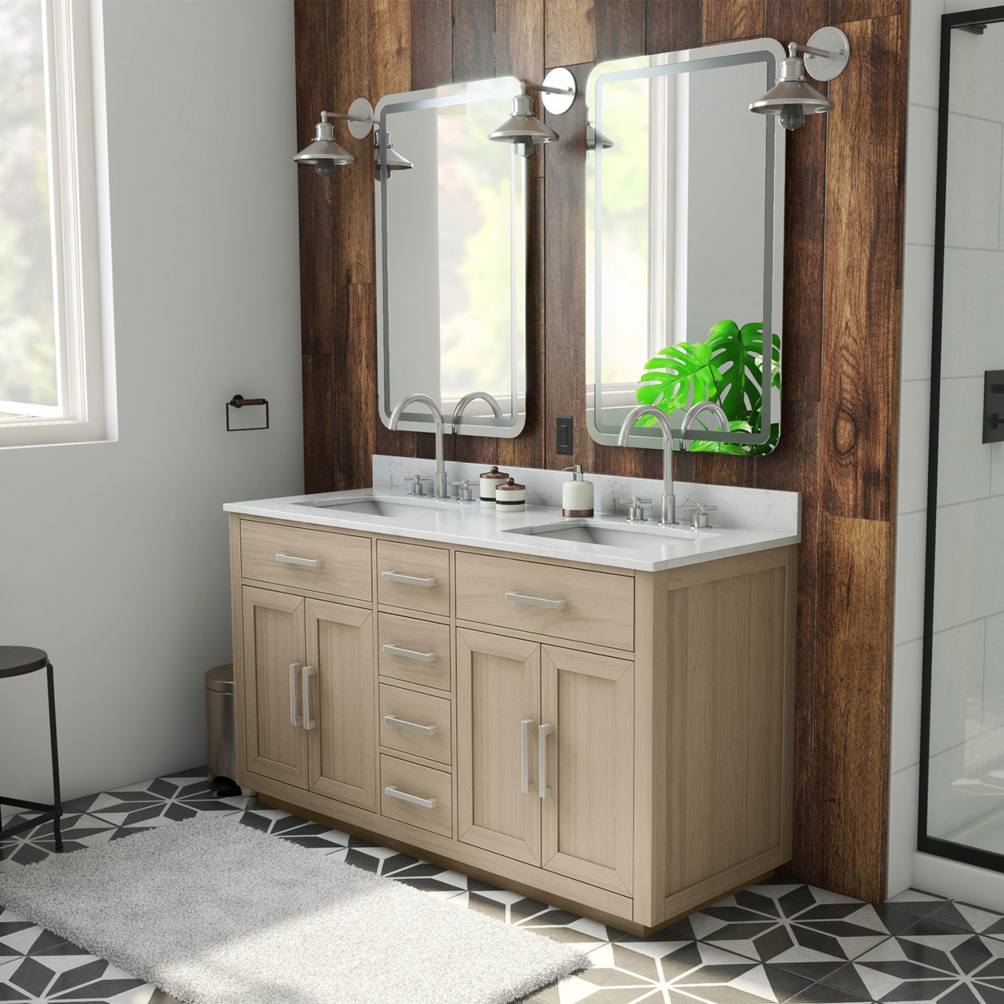 Dexterity 60" Vanity with Rectangular Sinks