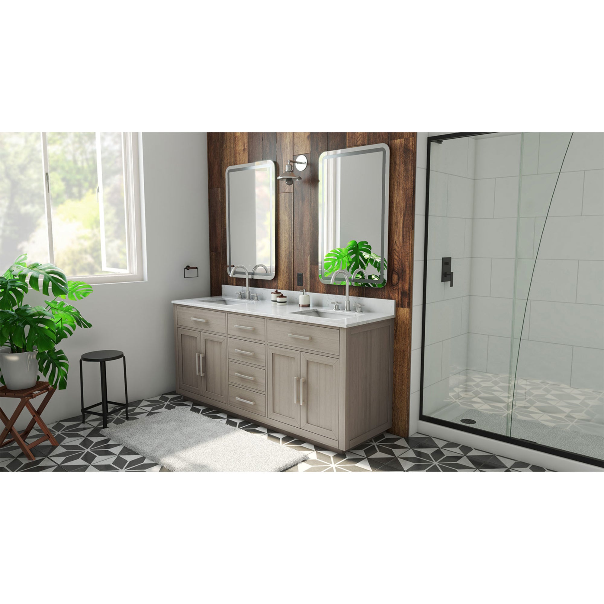 Dexterity 72" Vanity with Rectangular Sinks