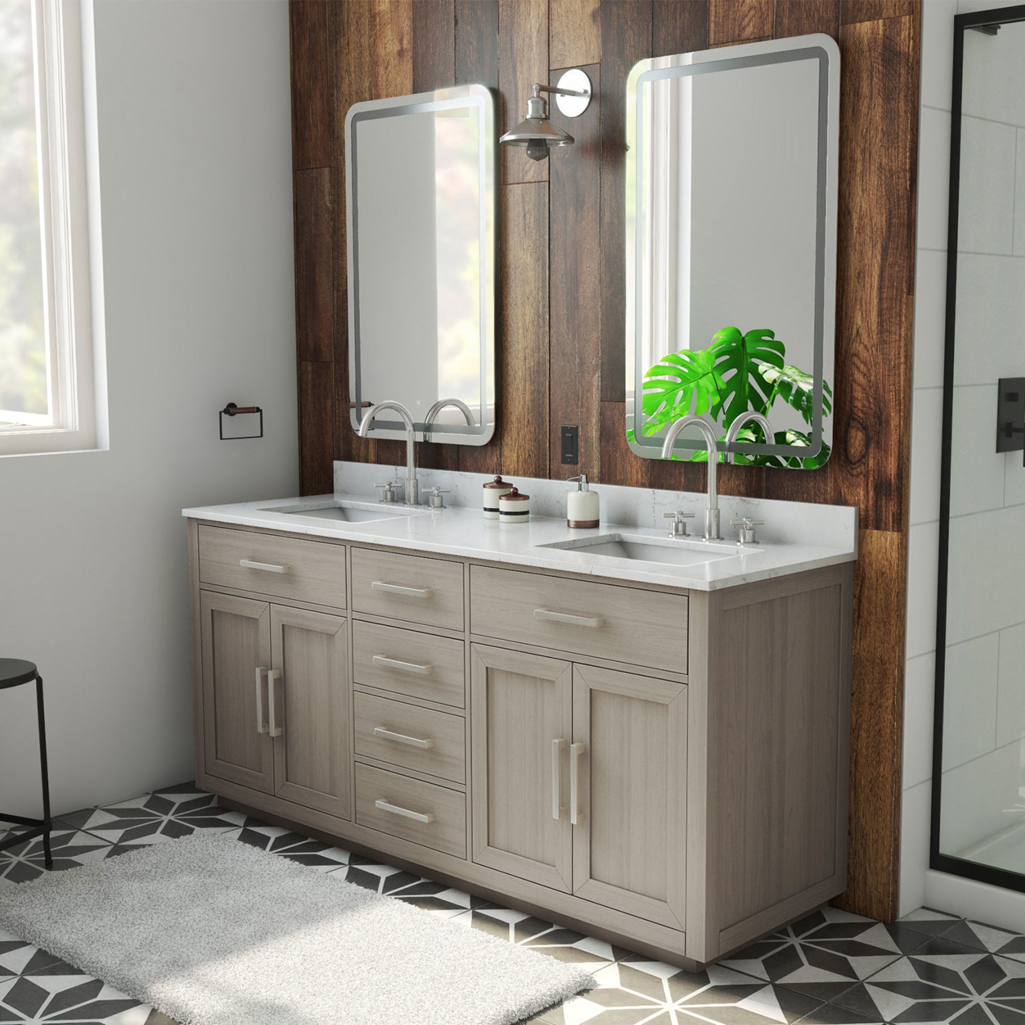 Dexterity 72" Vanity with Rectangular Sinks