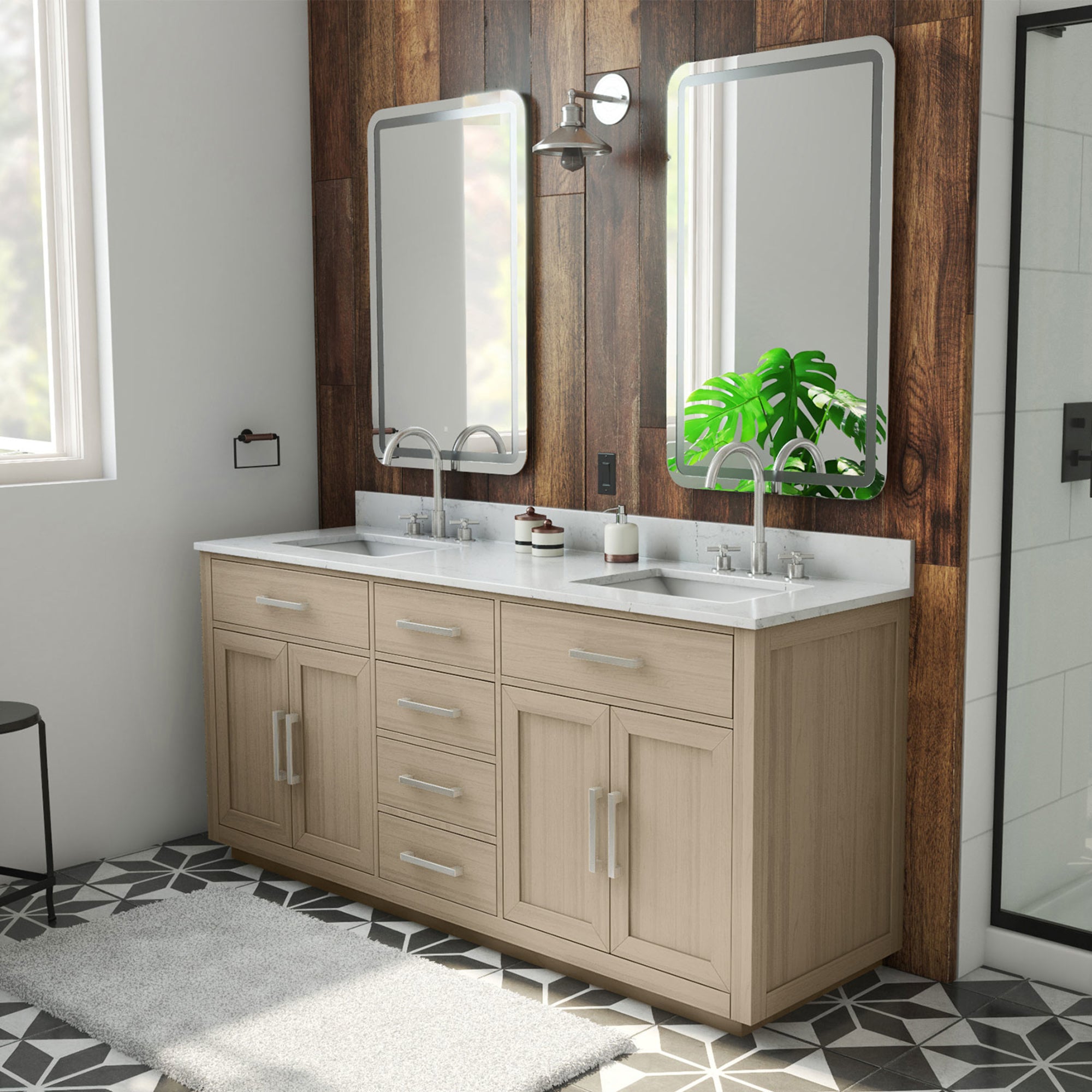 Dexterity 72" Vanity with Rectangular Sinks
