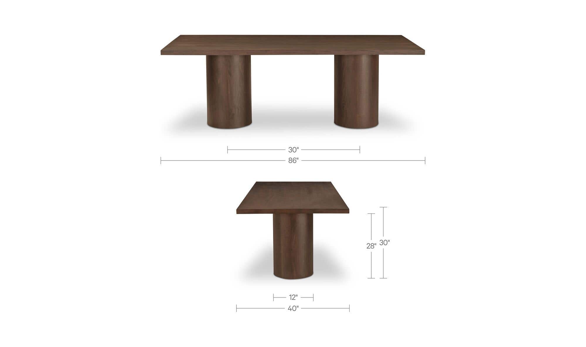 Moes Hadley Dining Table Small Warm Brown BB-1047