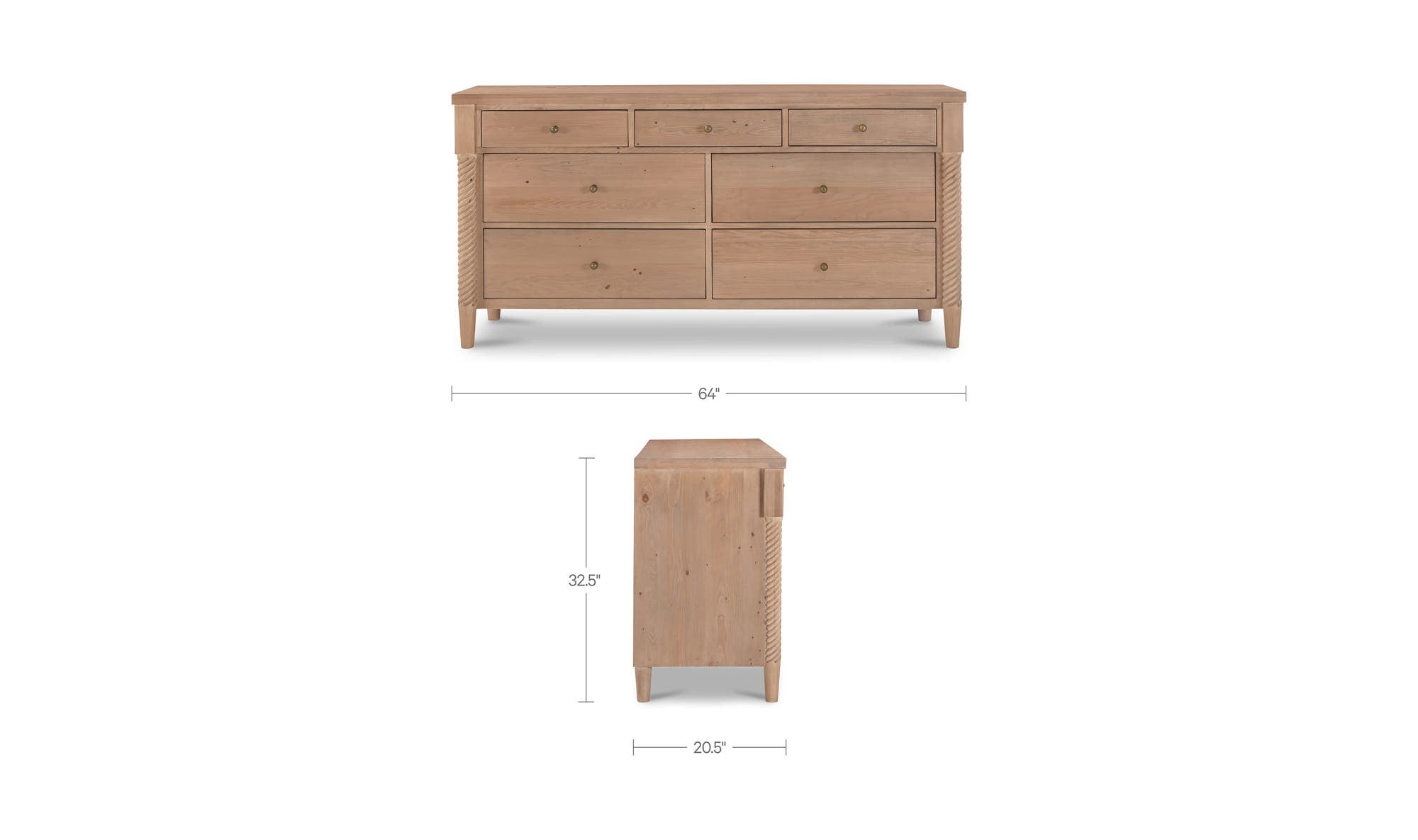 Moes Joni 7 Drawer Dresser Natural BB-1052