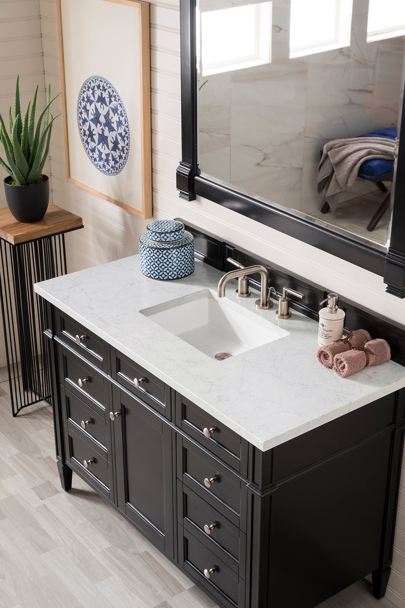 James Martin Brittany 48" Single Vanity in Black Onyx with 3cm Countertop