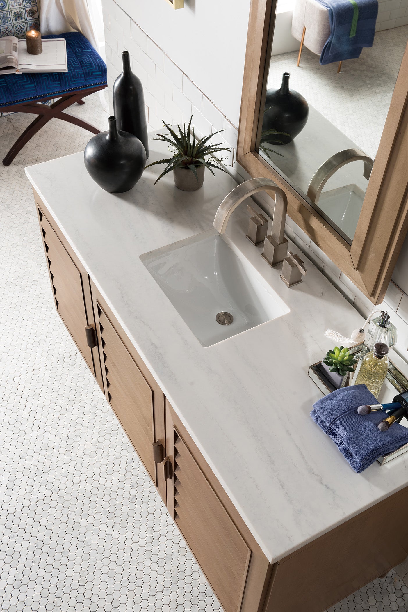 James Martin Portland 60" Single Vanity in Whitewashed Walnut with 3cm Countertop