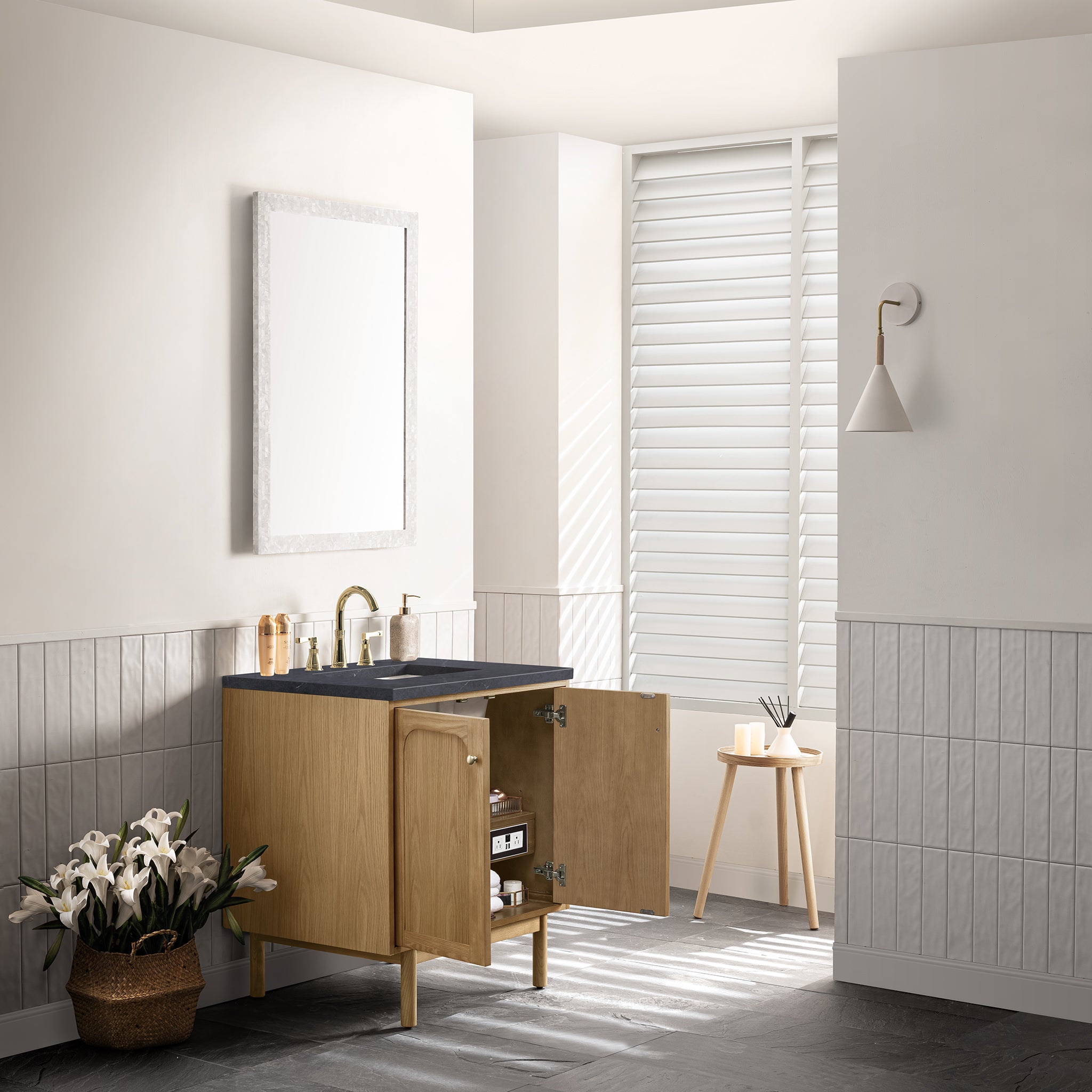 James Martin Laurent 30" Single Vanity in Light Natural Oak with 3cm Countertop