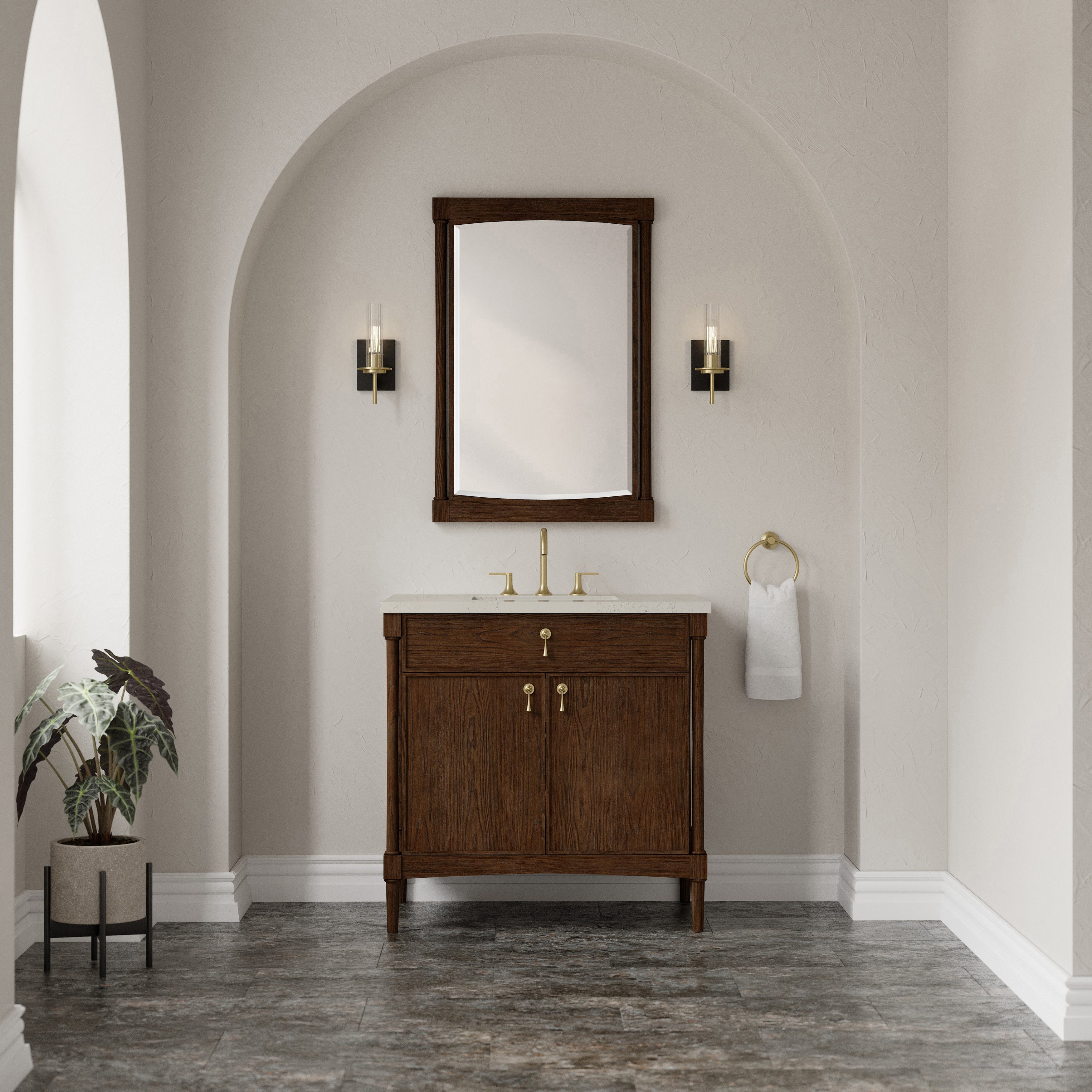 James Martin Kinnsden 36" Single Vanity in Sable Oak with 3cm Countertop