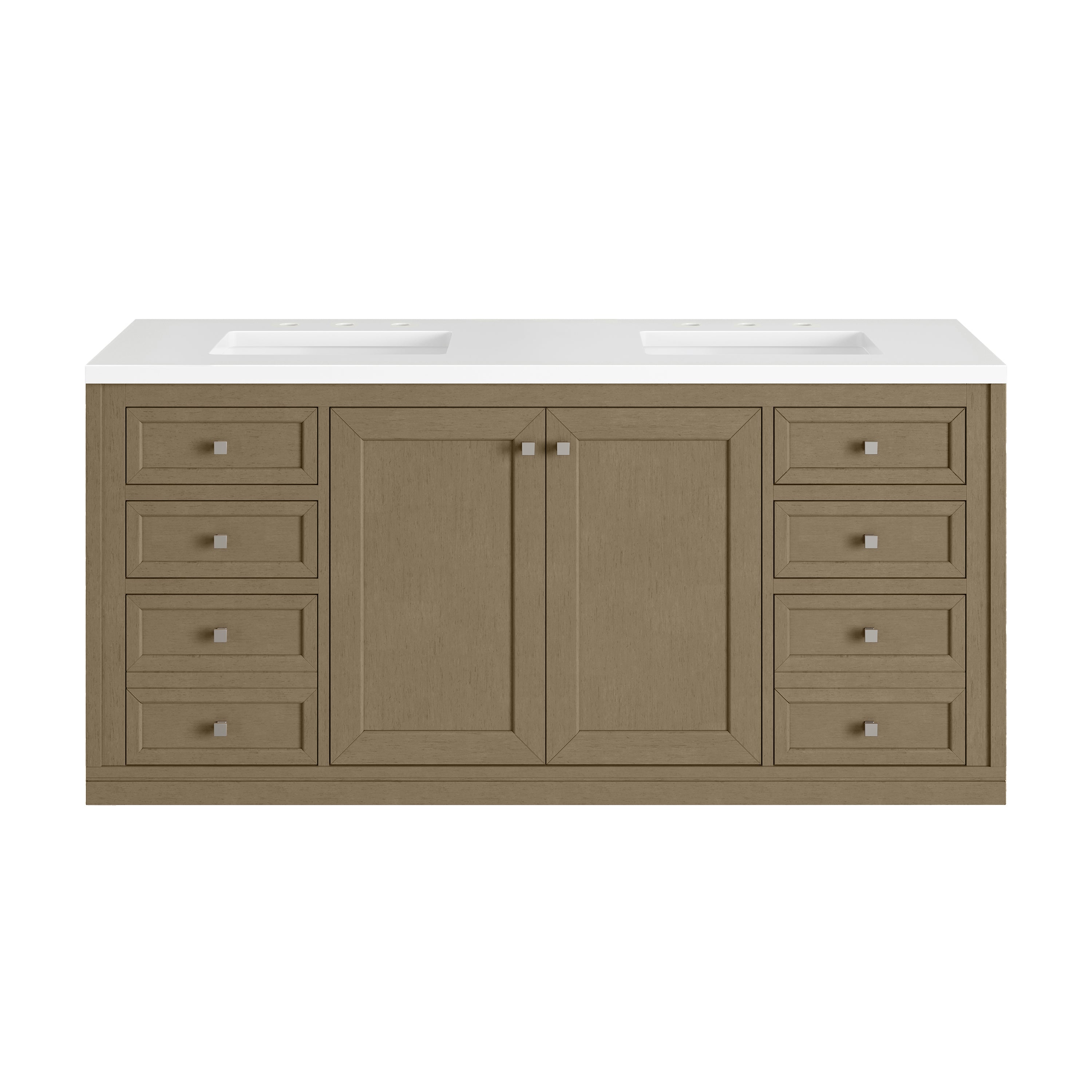 James Martin Chicago 60" Double Vanity in Walnut Whisper with 3cm Countertop
