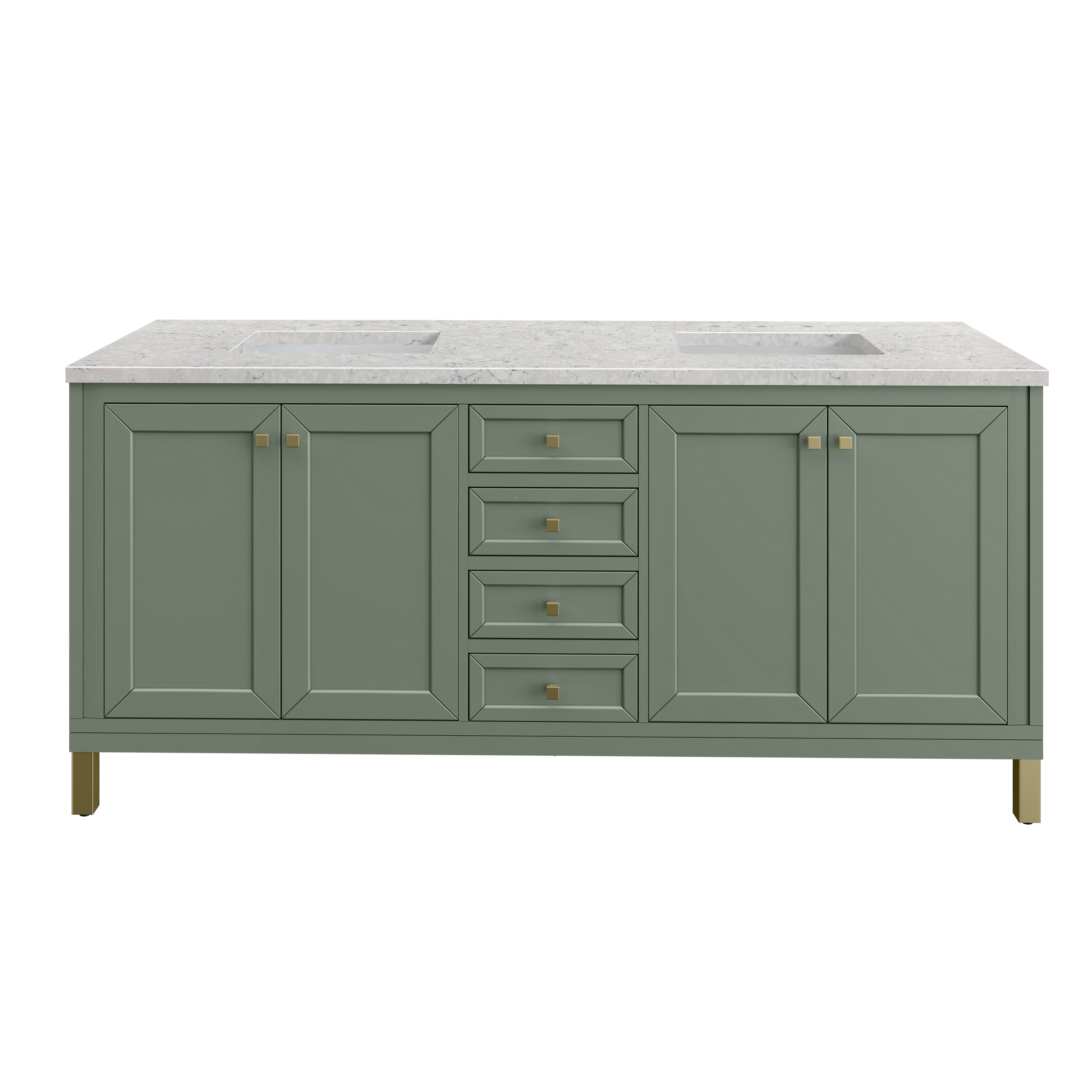 James Martin Chicago 72" Double Vanity in Smokey Celadon with 3cm Countertop