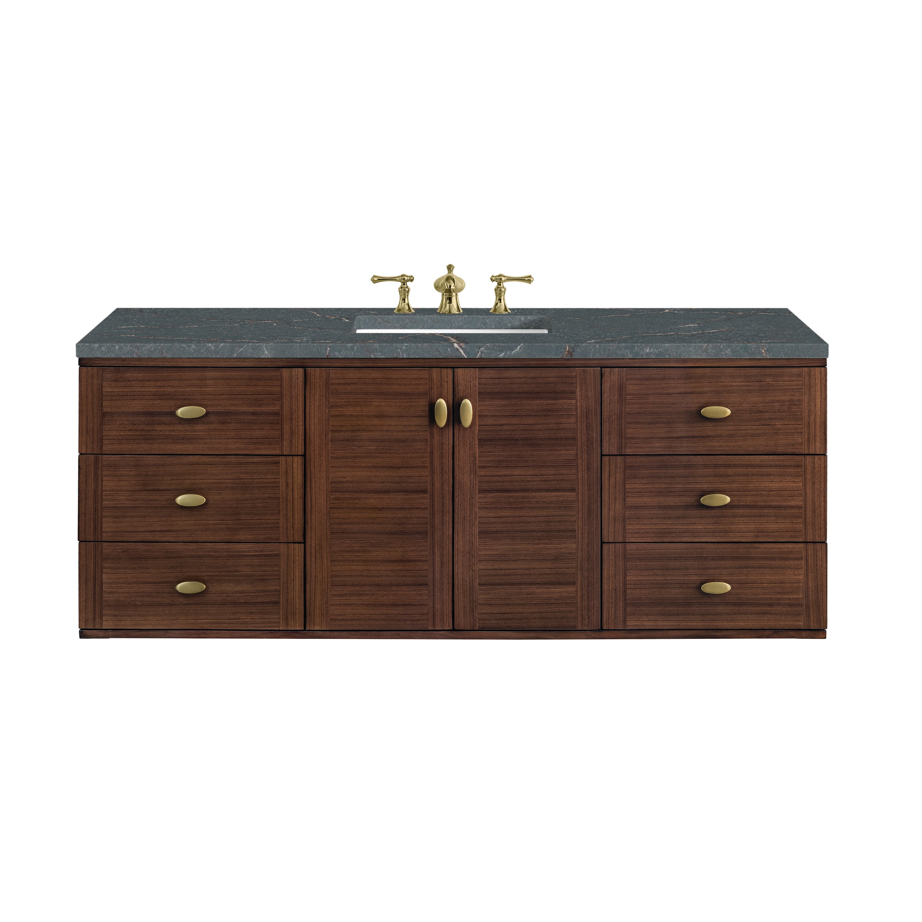 James Martin Amberly 60" Single Vanity in Mid-Century Walnut with 3cm Countertop and FreePower Wireless Charger