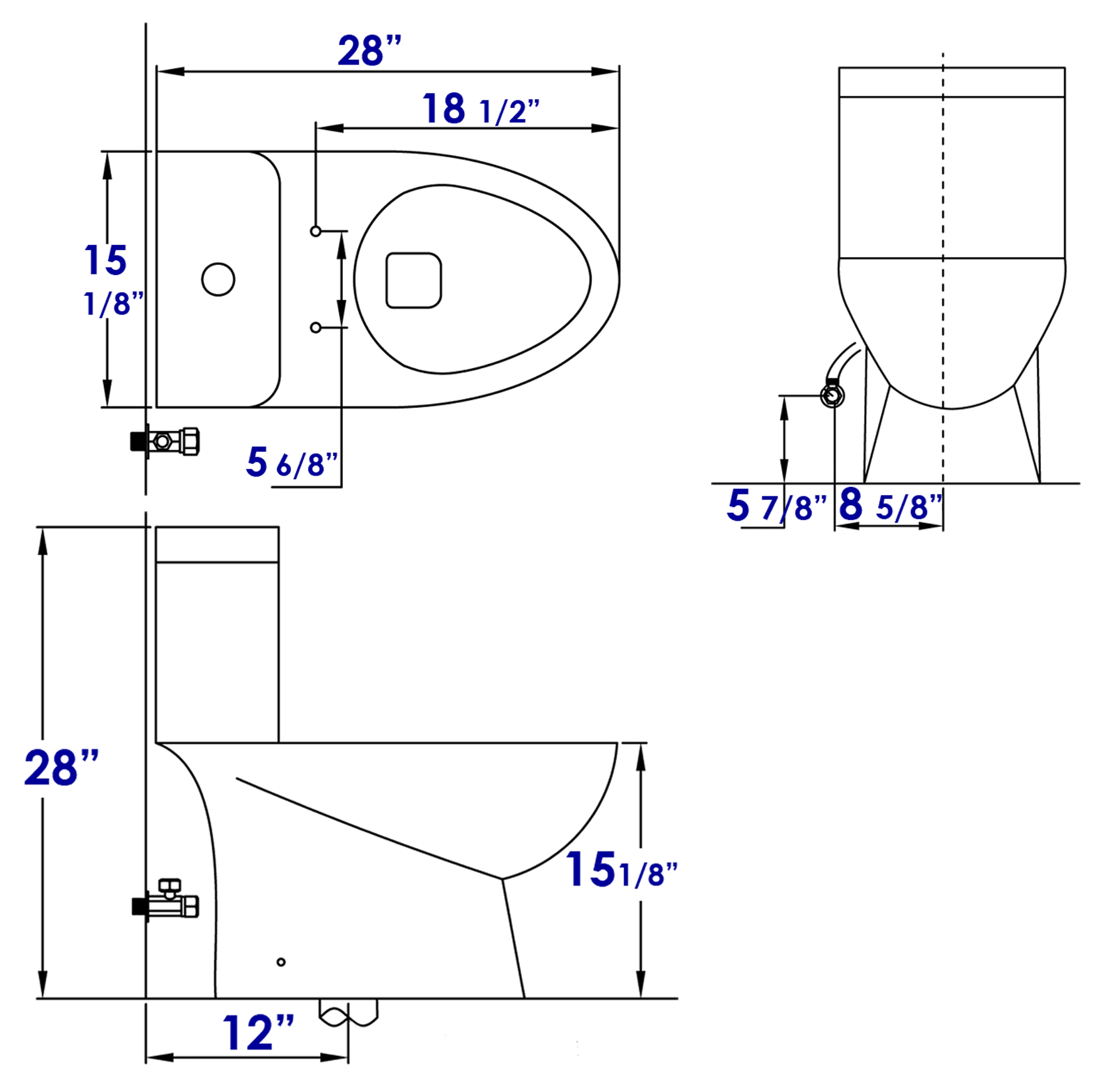 EAGO TB346 MODERN DUAL FLUSH ONE PIECE  HIGH EFFICIENCY LOW FLUSH CERAMIC TOILET