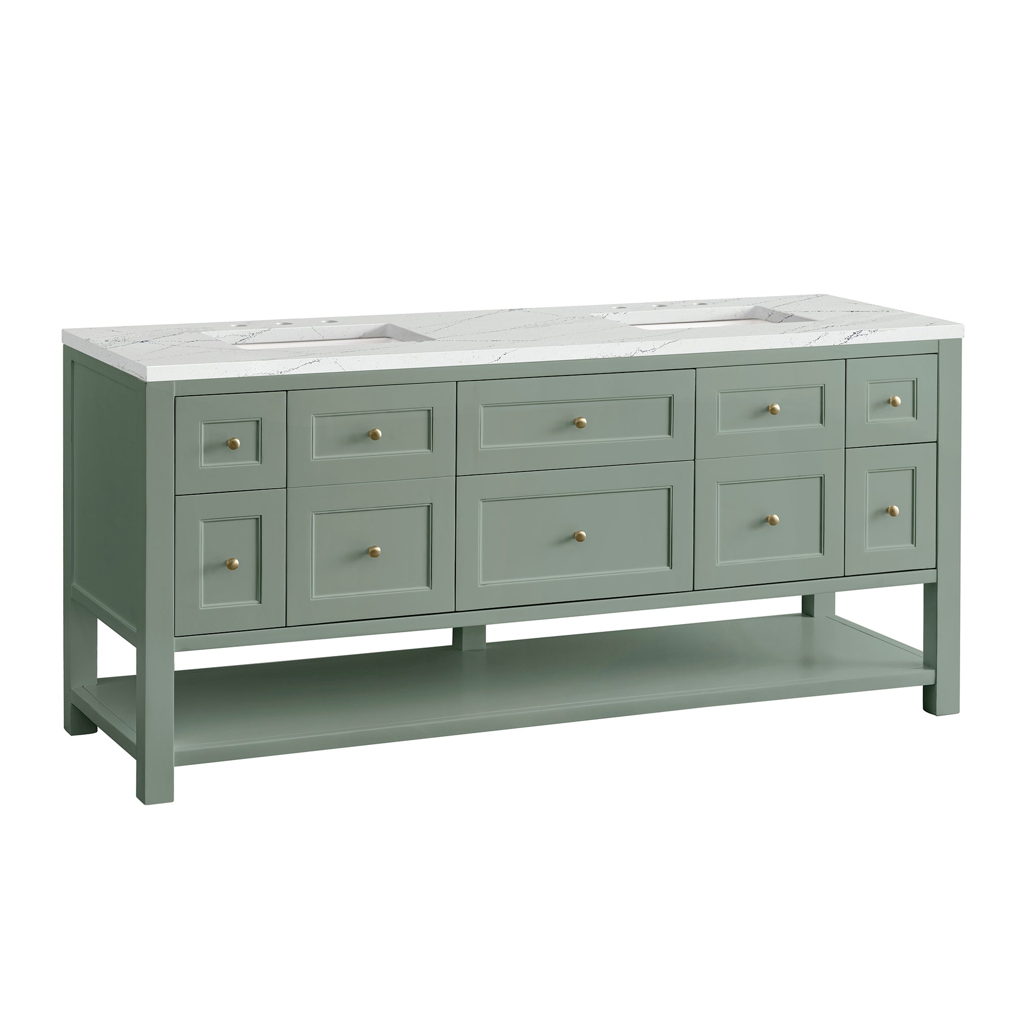 James Martin Breckenridge 72" Double Vanity in Smokey Celadon with 3cm Countertop