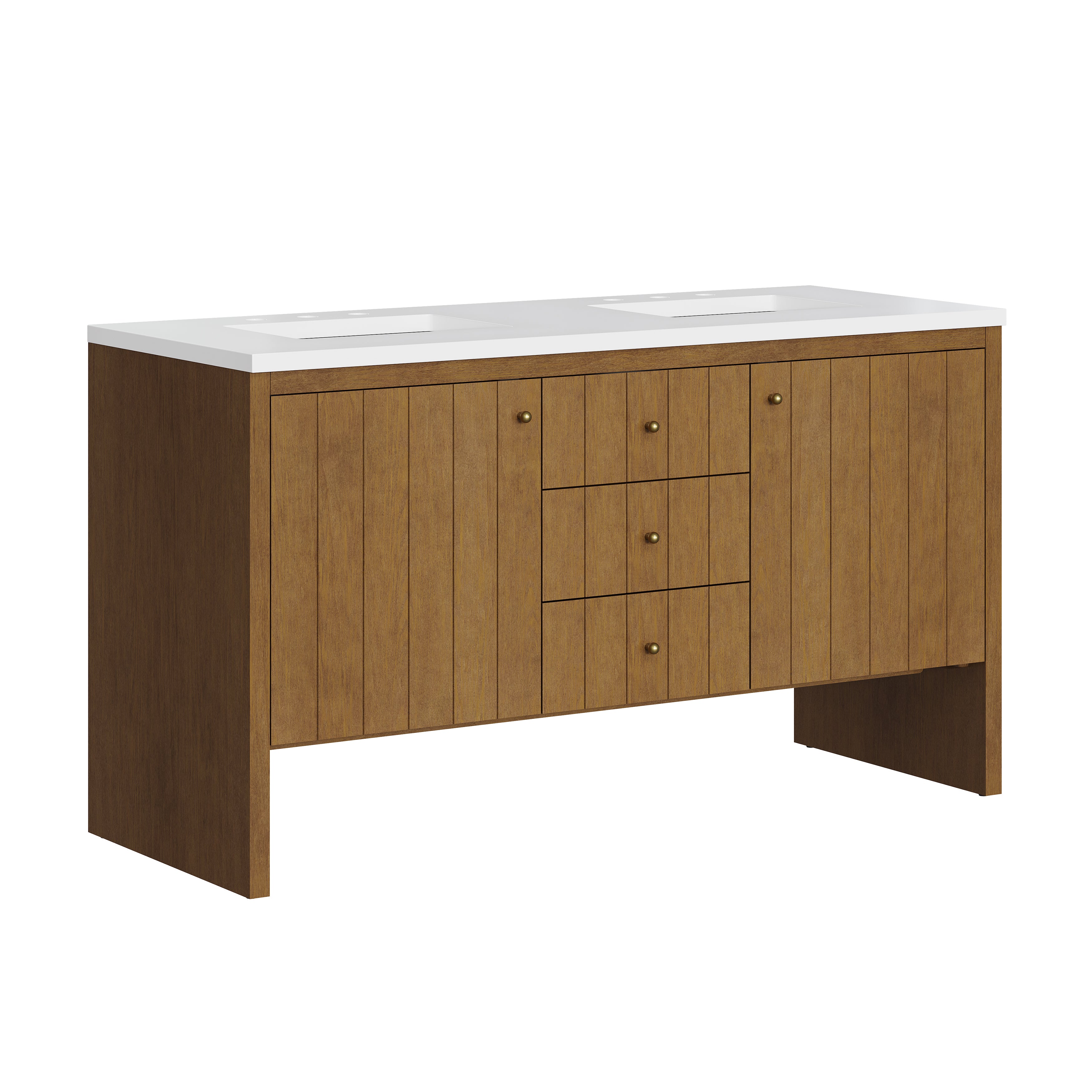 James Martin Hudson 60" Double Vanity in Honey Oak with 3cm Countertop