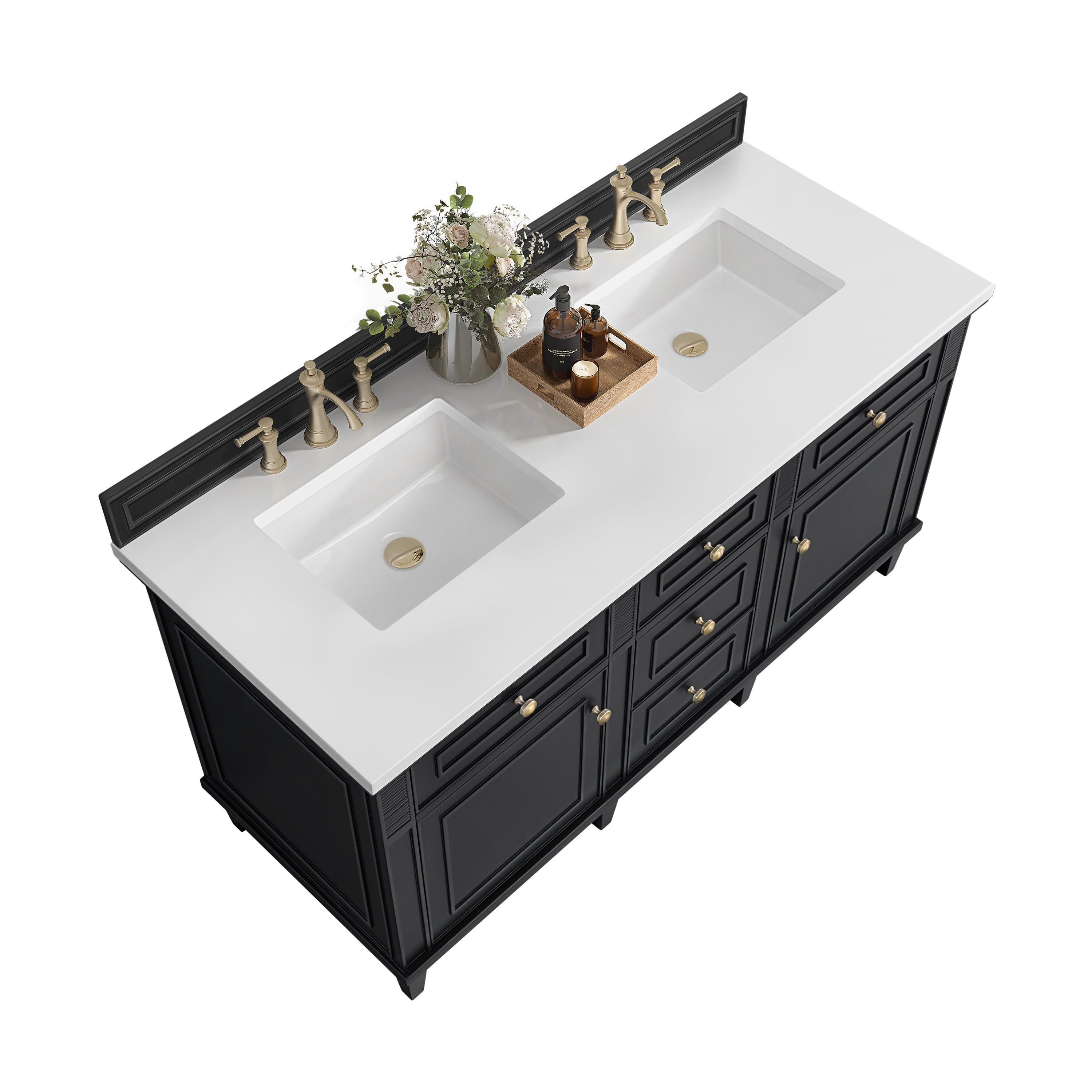 James Martin Lorelai 60" Double Vanity in Black Onyx with 3cm Countertop